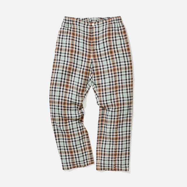 RAYON CHECK PANTS(BEIGE × BROWN)