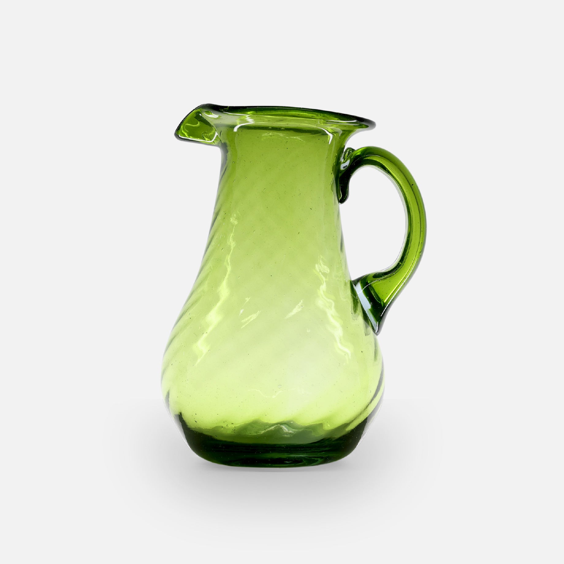 VINTAGE FOLK ART GLASS PITCHER(GREEN)