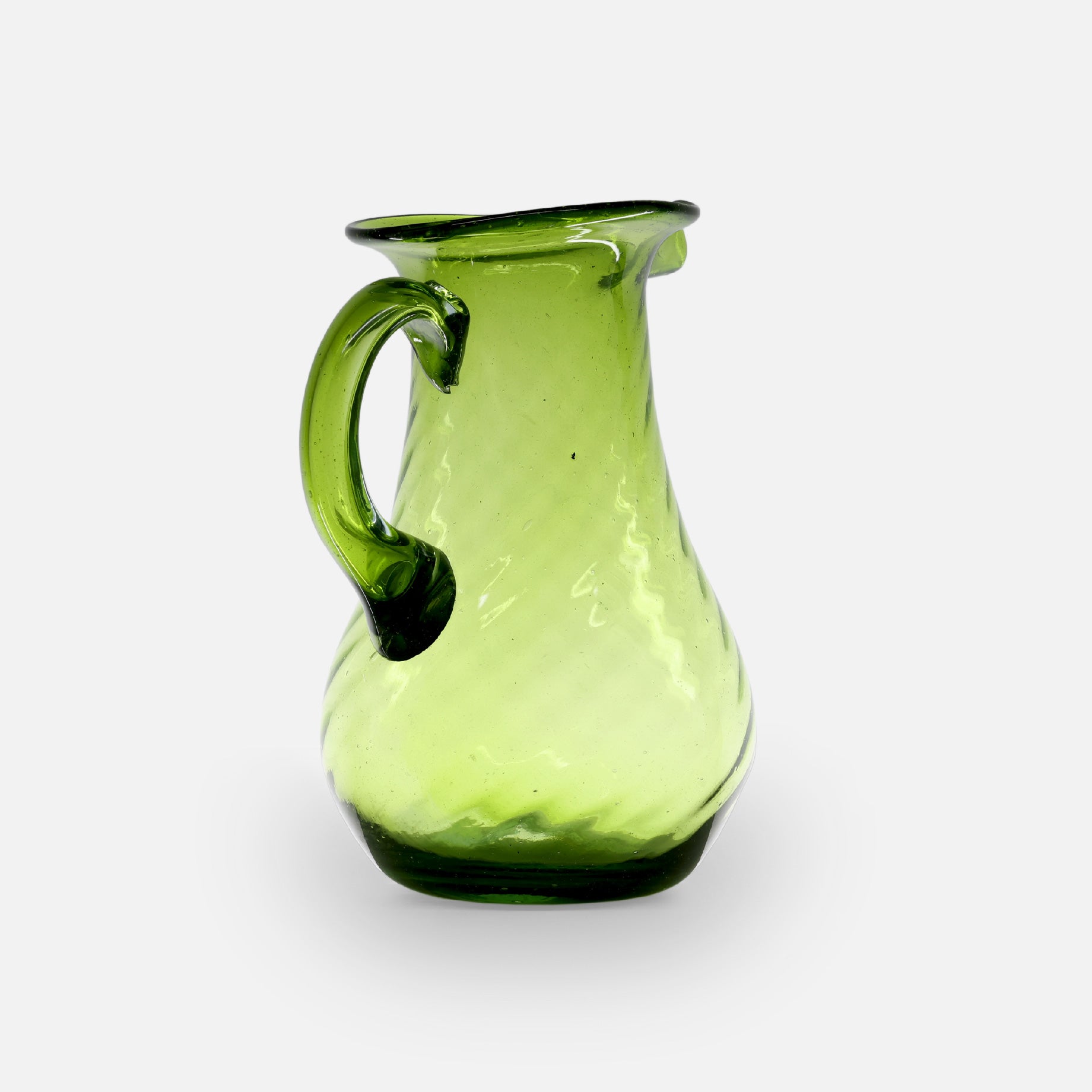 VINTAGE FOLK ART GLASS PITCHER(GREEN)