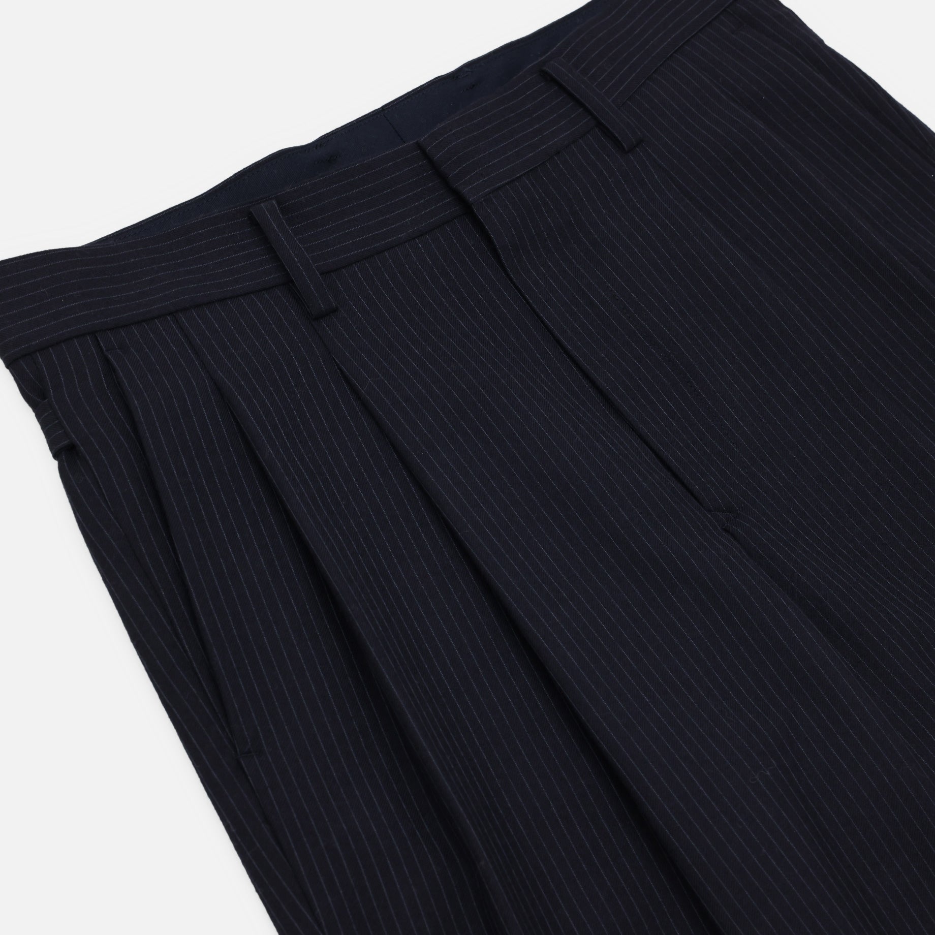 WOOL STRIPE 2 TUCK PANTS(D.NAVY)