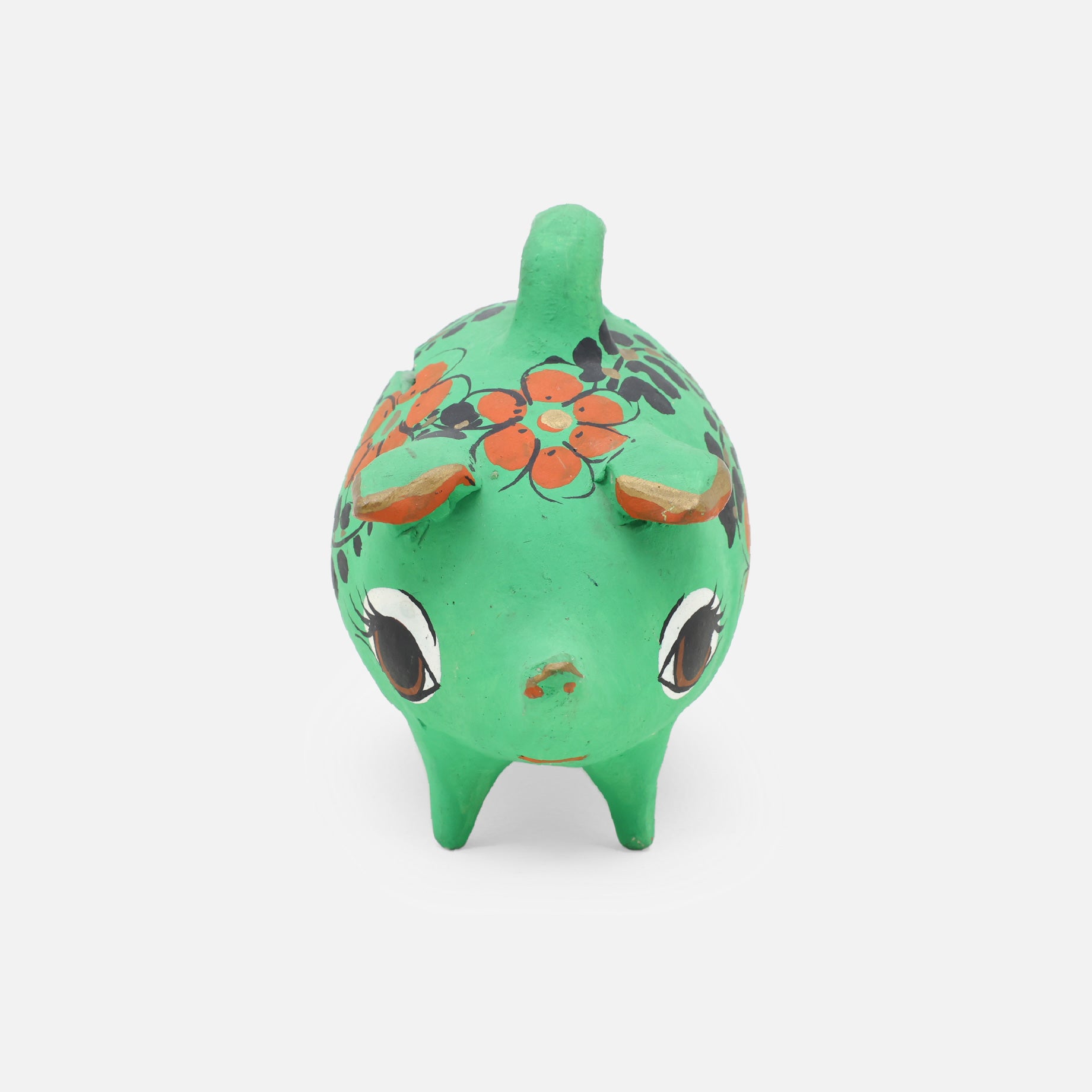 VINTAGE FOLK ART POTTERY PIGGY BANK