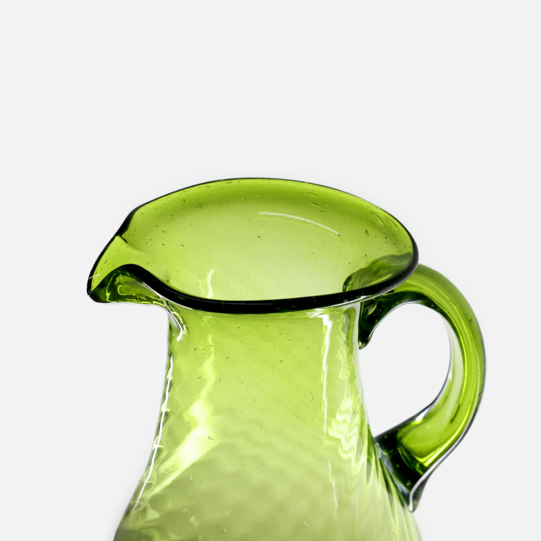 VINTAGE FOLK ART GLASS PITCHER(GREEN)