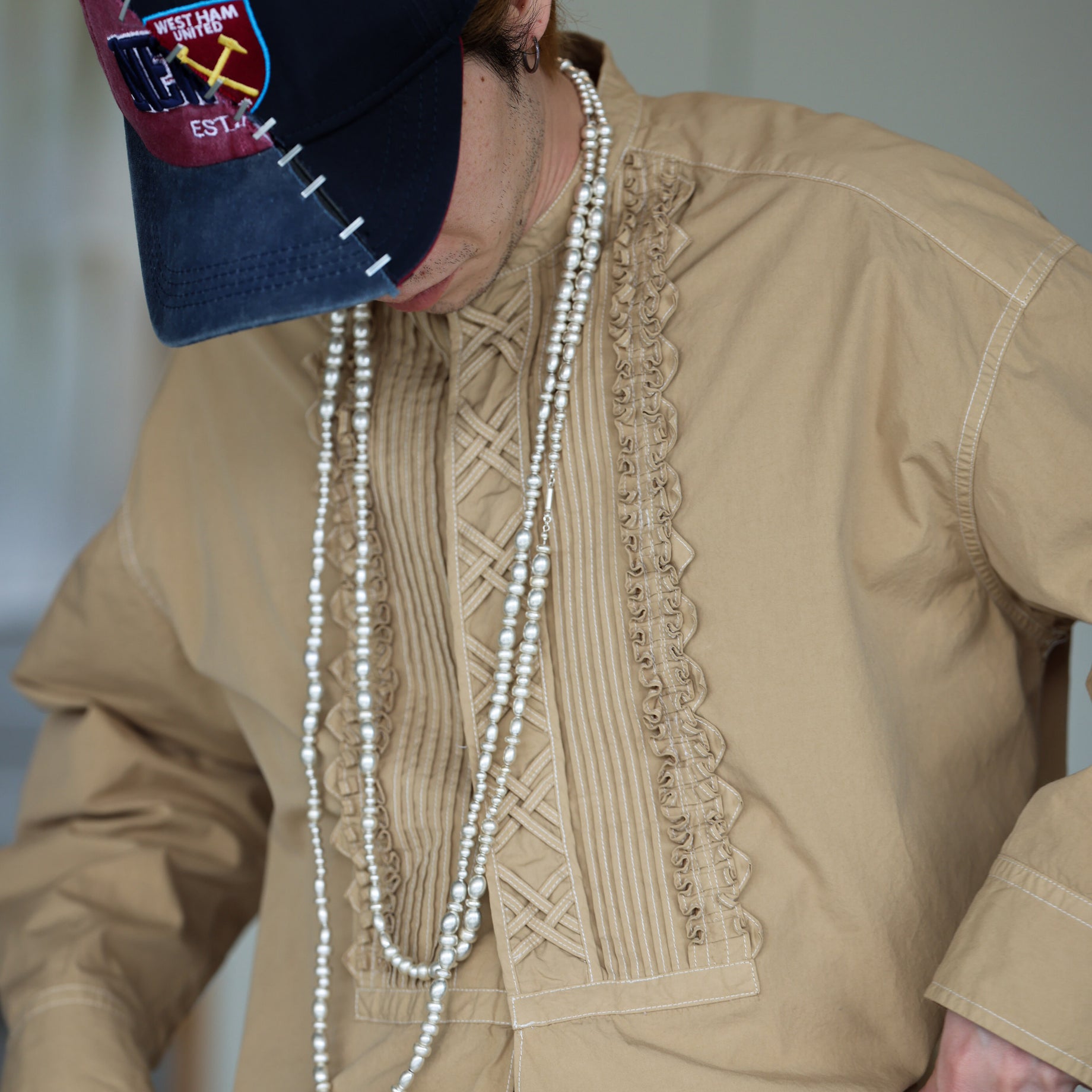 MEXICAN EMBROIDERY BAND COLLAR(BEIGE)