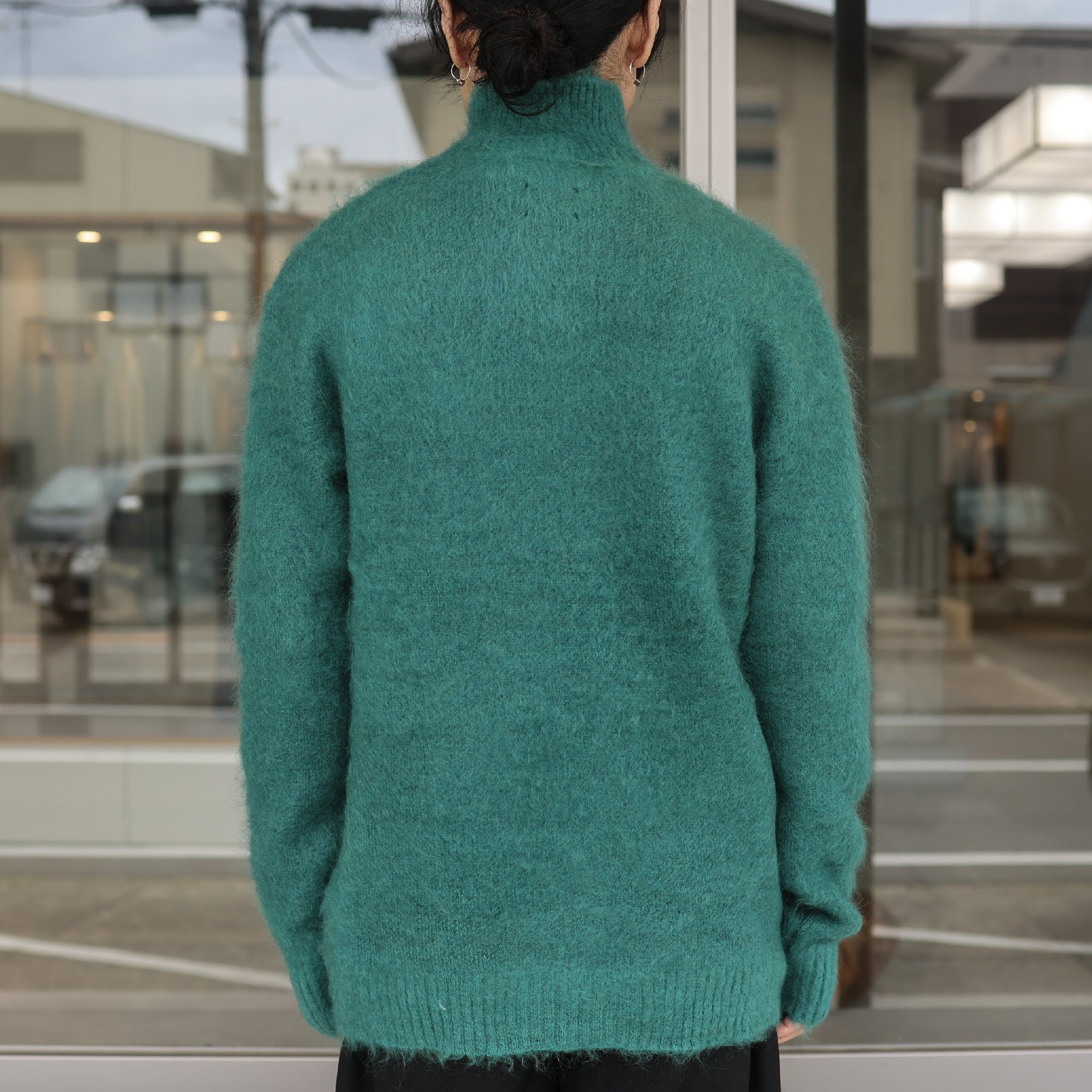 ZIPPED MOHAIR CARDIGAN - SOLID(EMERALD)