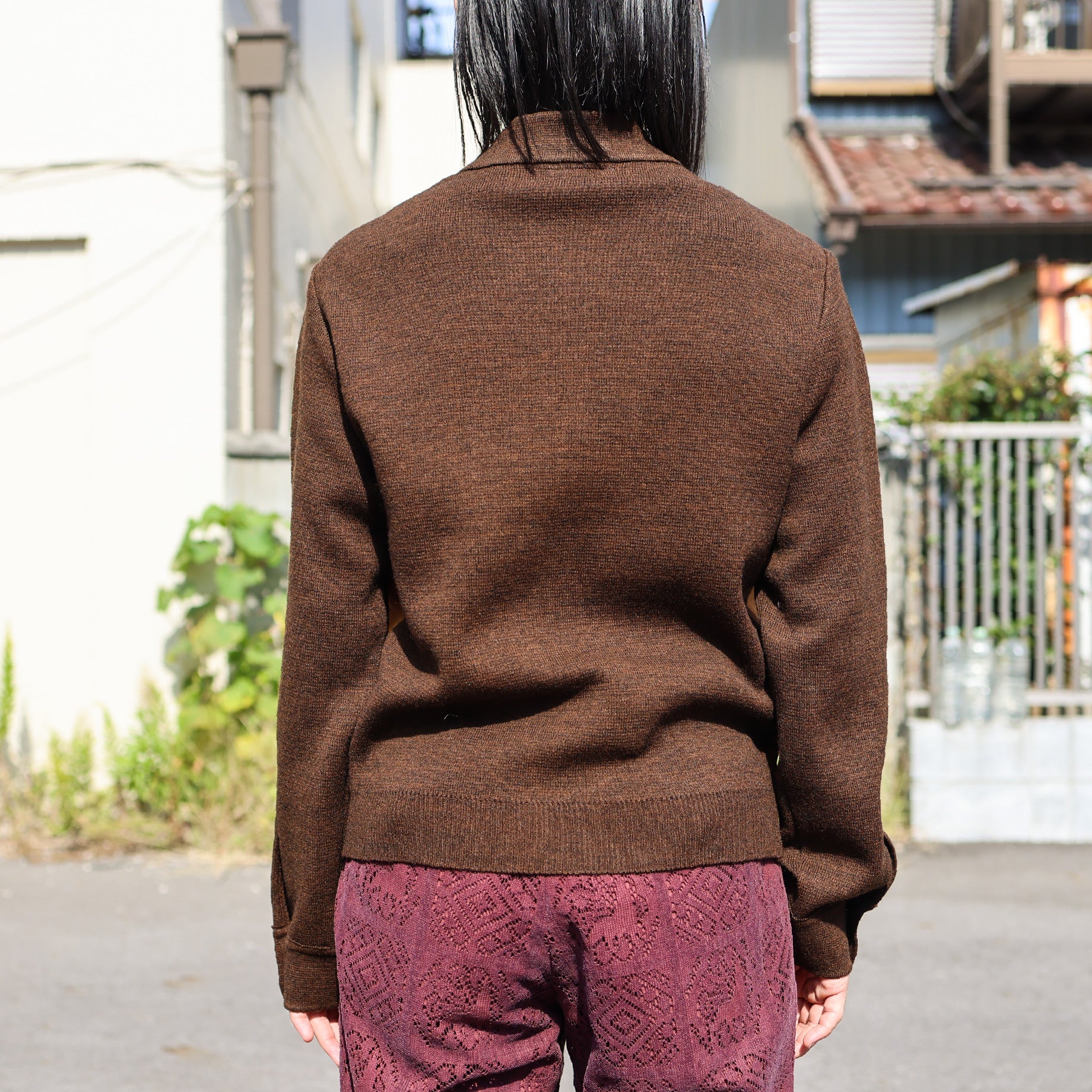 KNIT CARDIGAN "FLOWER"(BROWN)