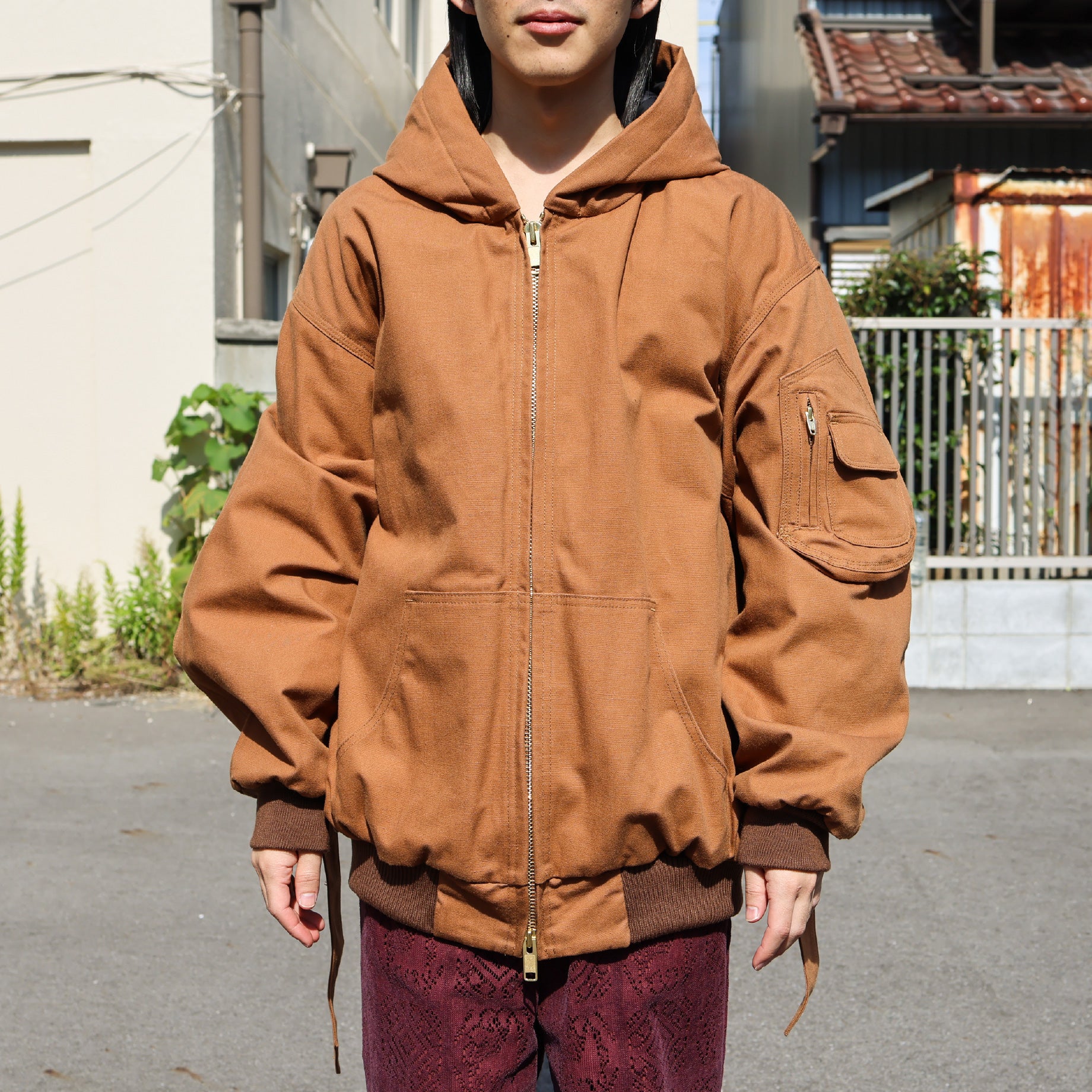 PUFF WORK HOODIE "BIGNESS"(BROWN)