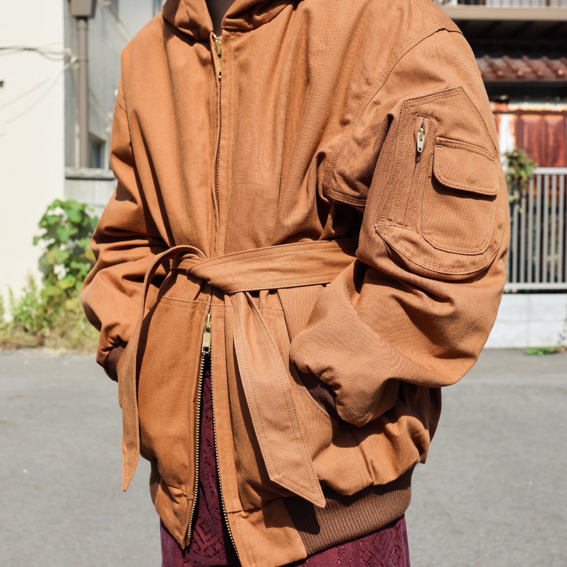 PUFF WORK HOODIE "BIGNESS"(BROWN)
