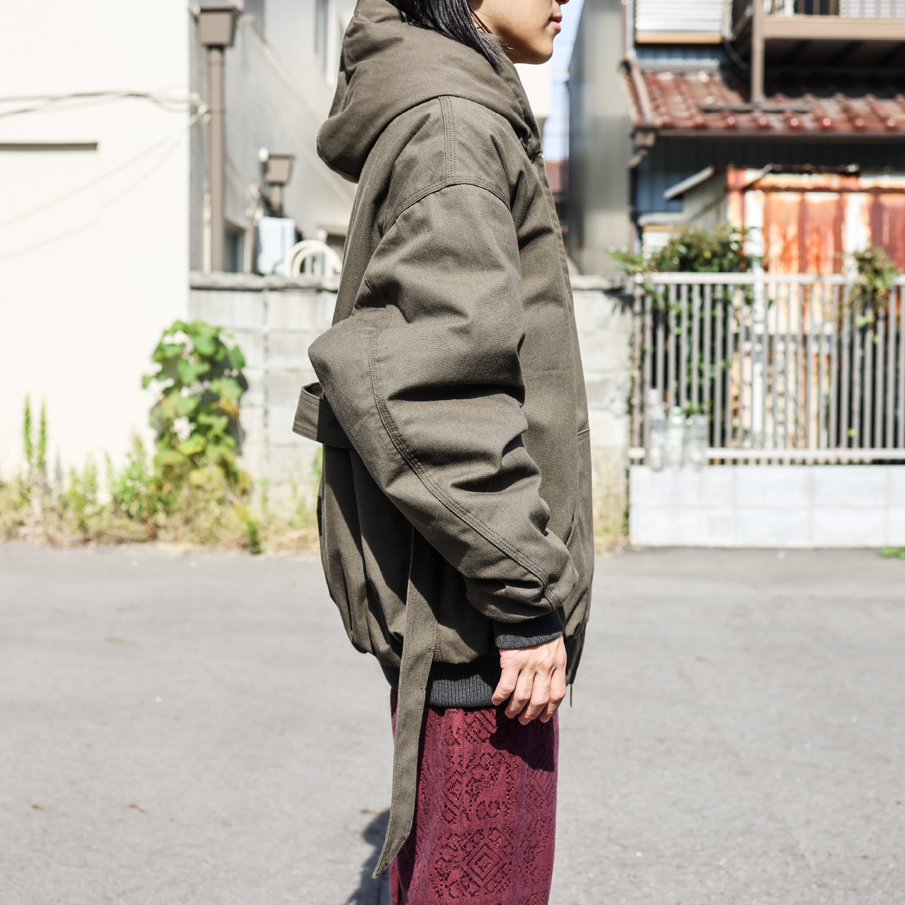 PUFF WORK HOODIE "BIGNESS"(ASH OLIVE)