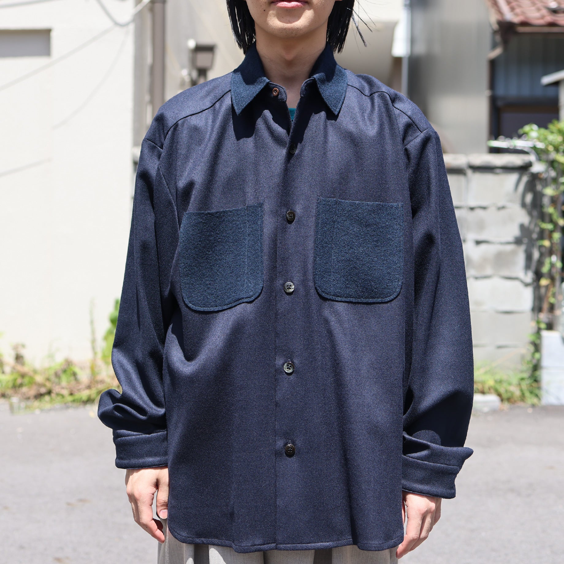 WOOL FLANNEL CHANGE CL(NAVY)