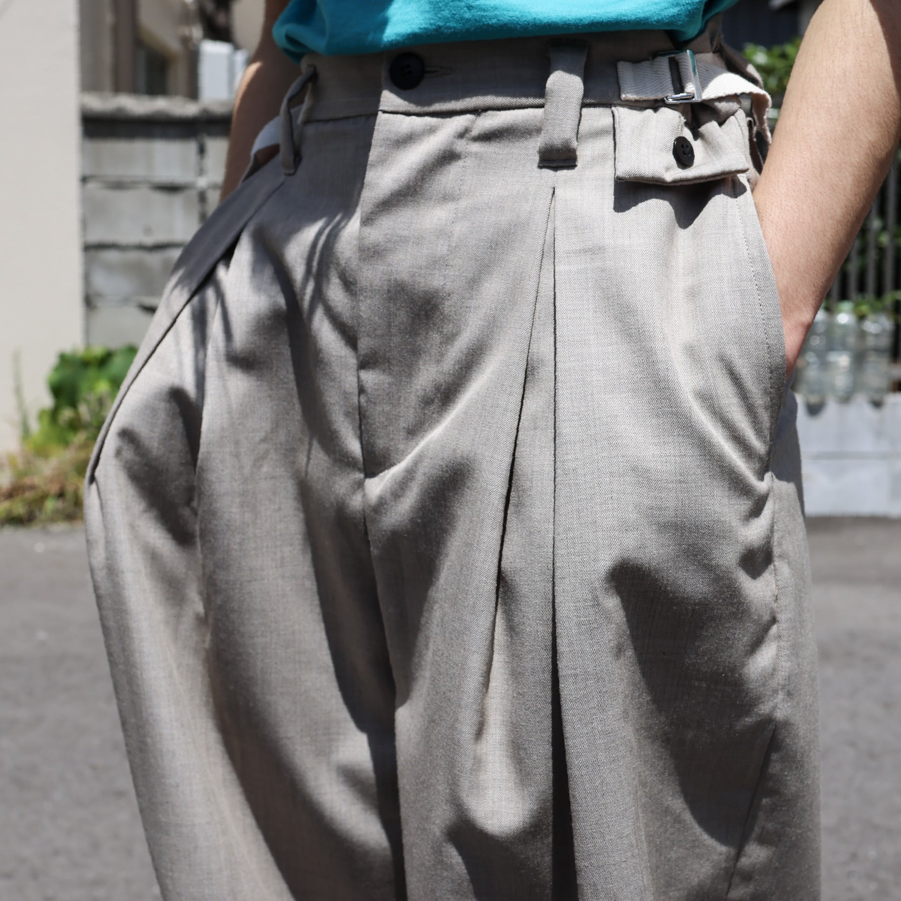 WOOL TWILL TAPERED PT(NATURAL)