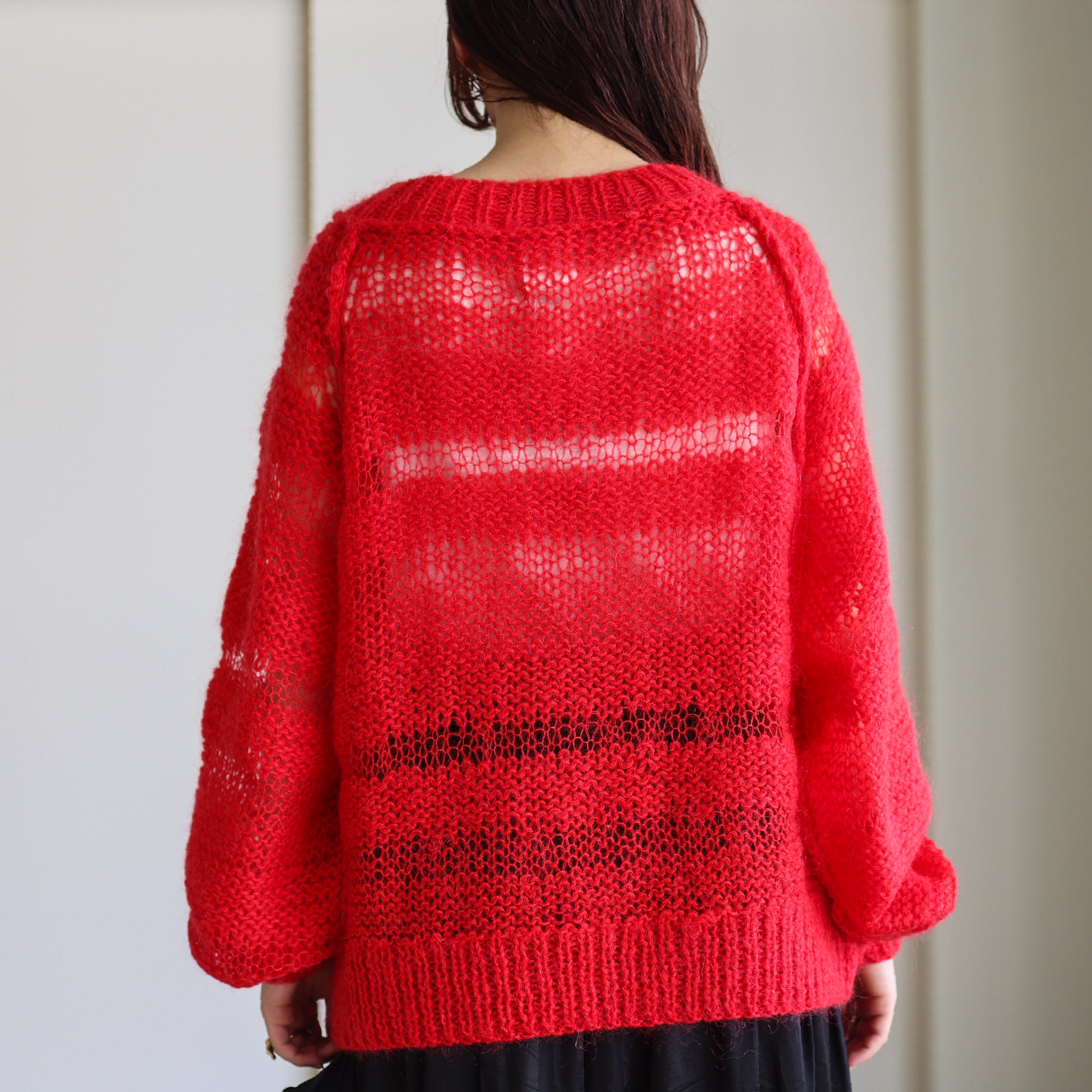 MOHAIR MOCK NECK SWEATER - SOLID(RED)