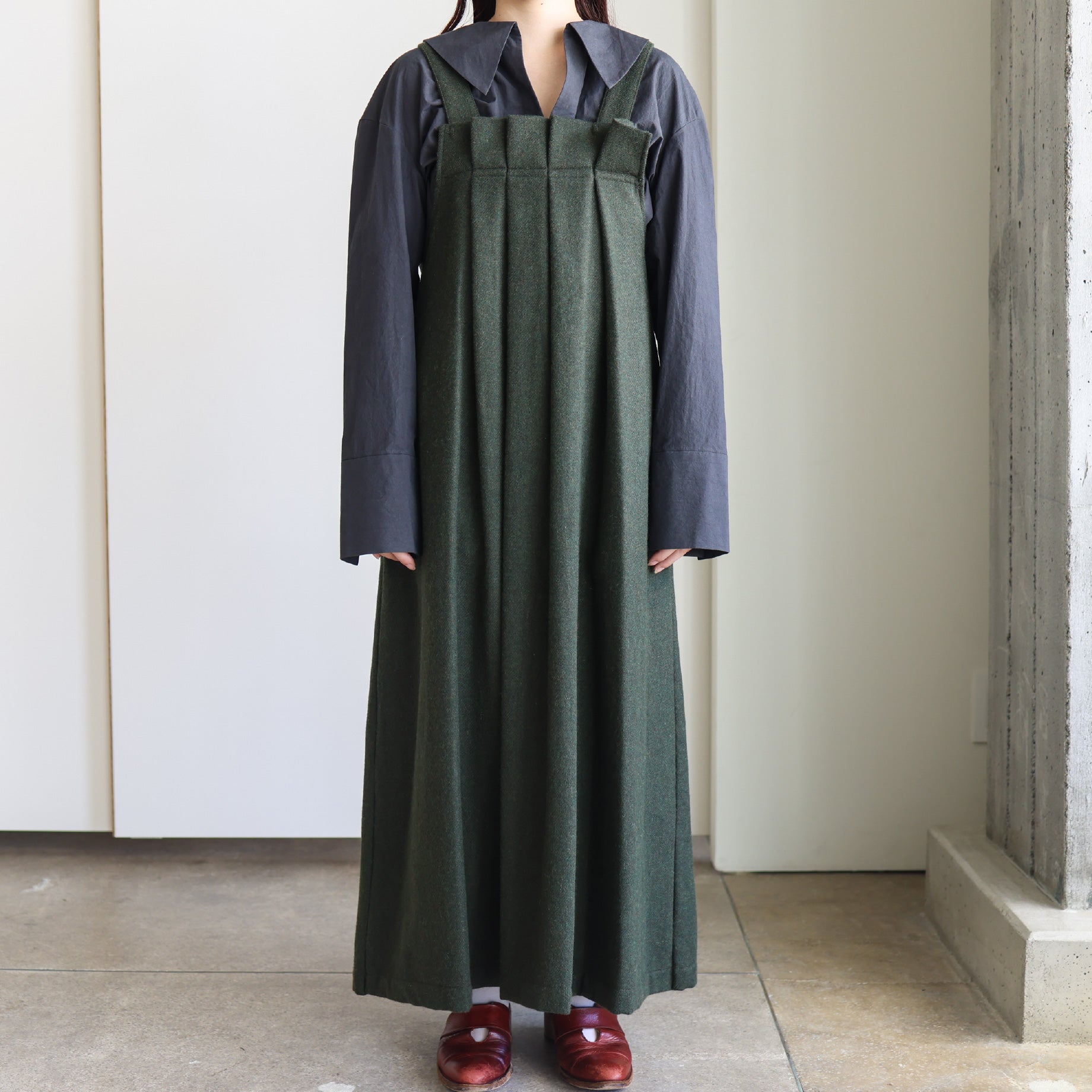JUMPER SKIRT - SERGE(OLIVE)