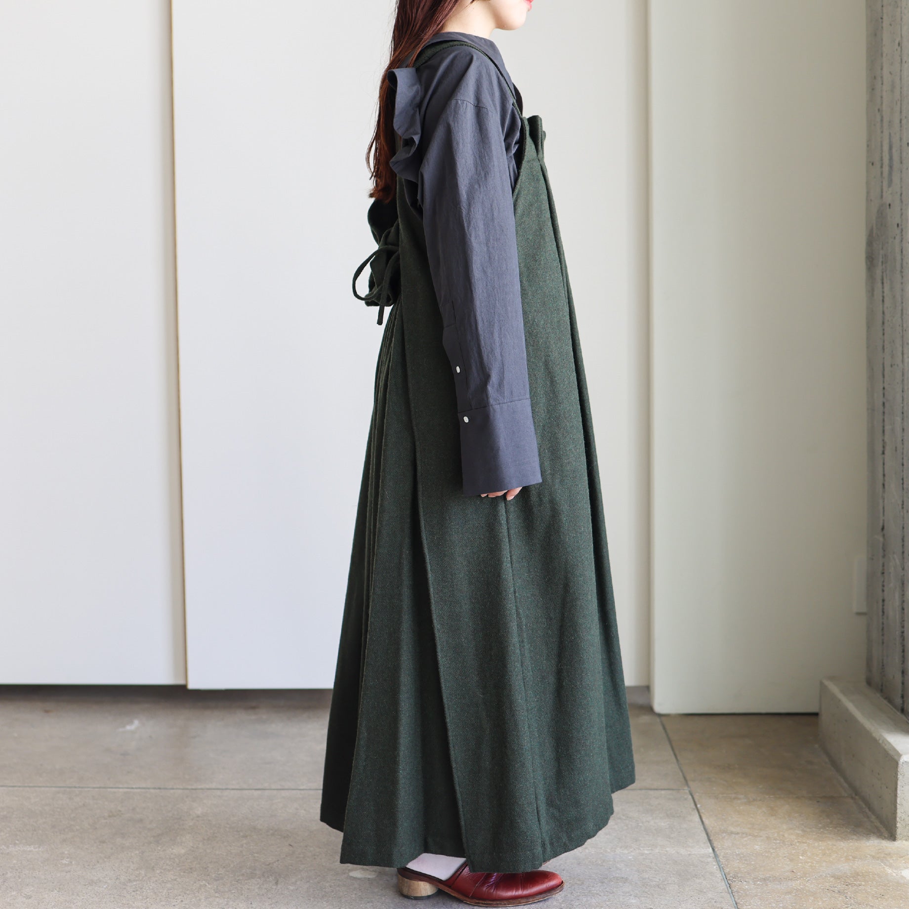 JUMPER SKIRT - SERGE(OLIVE)