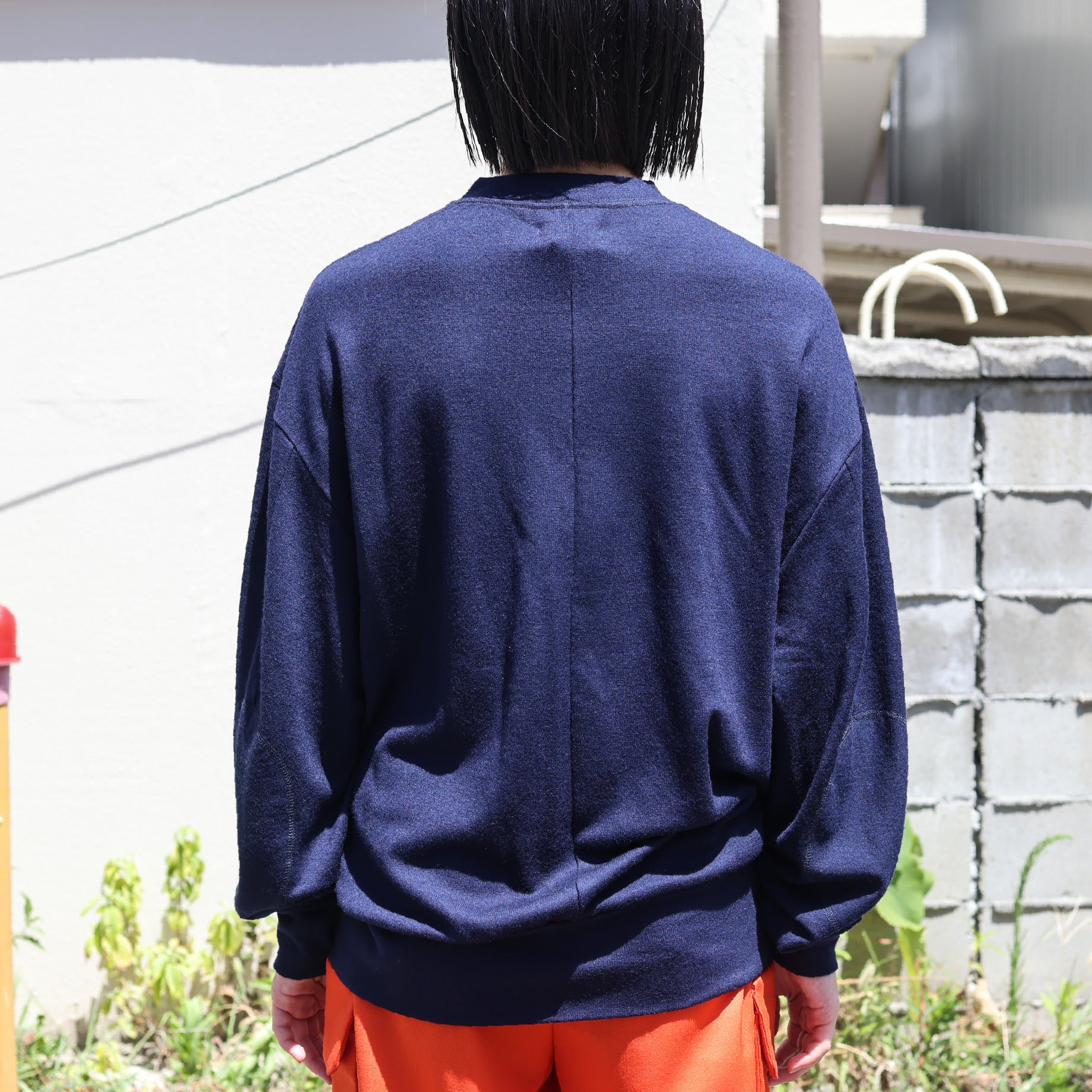 FINE WOOL LONG T(NAVY)