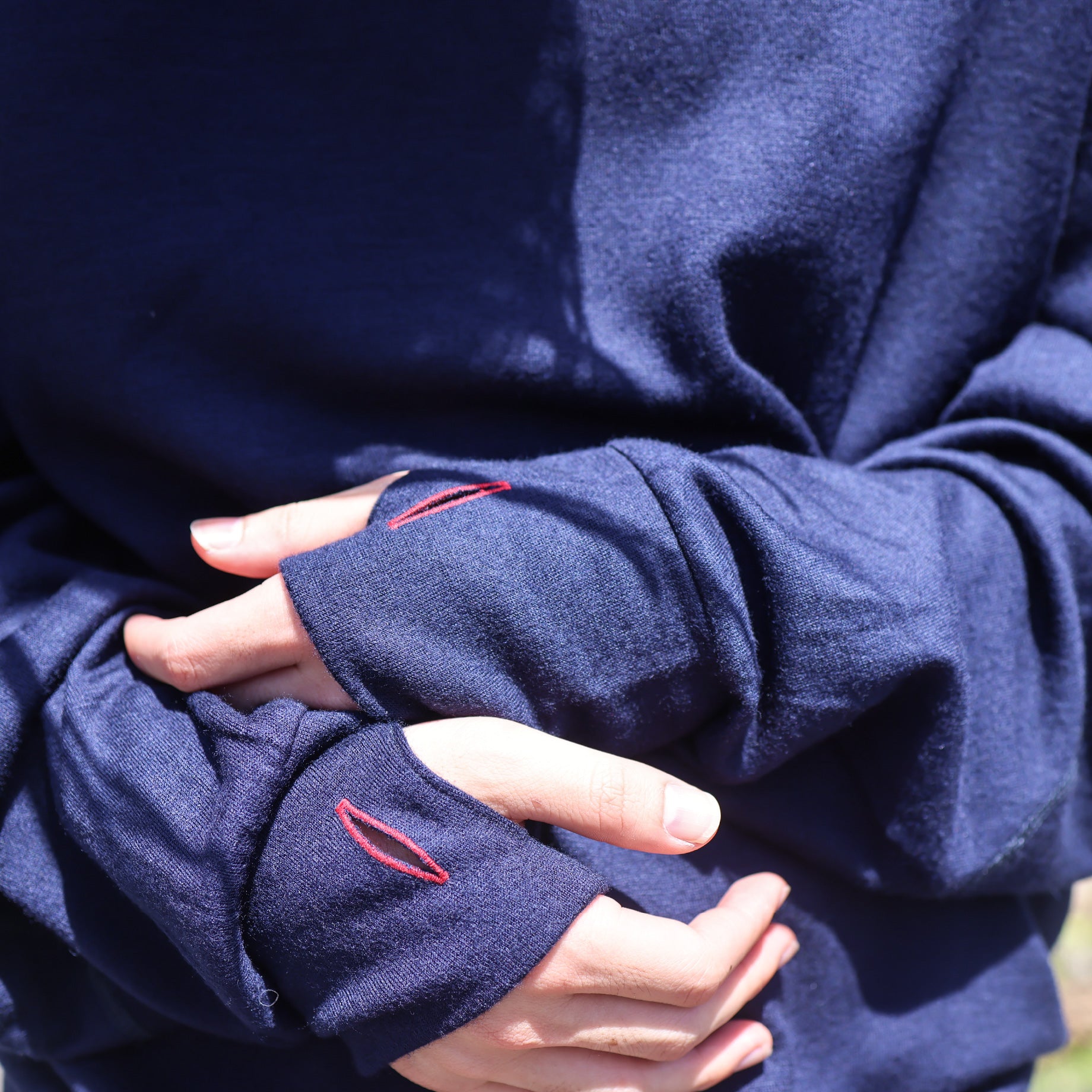 FINE WOOL LONG T(NAVY)