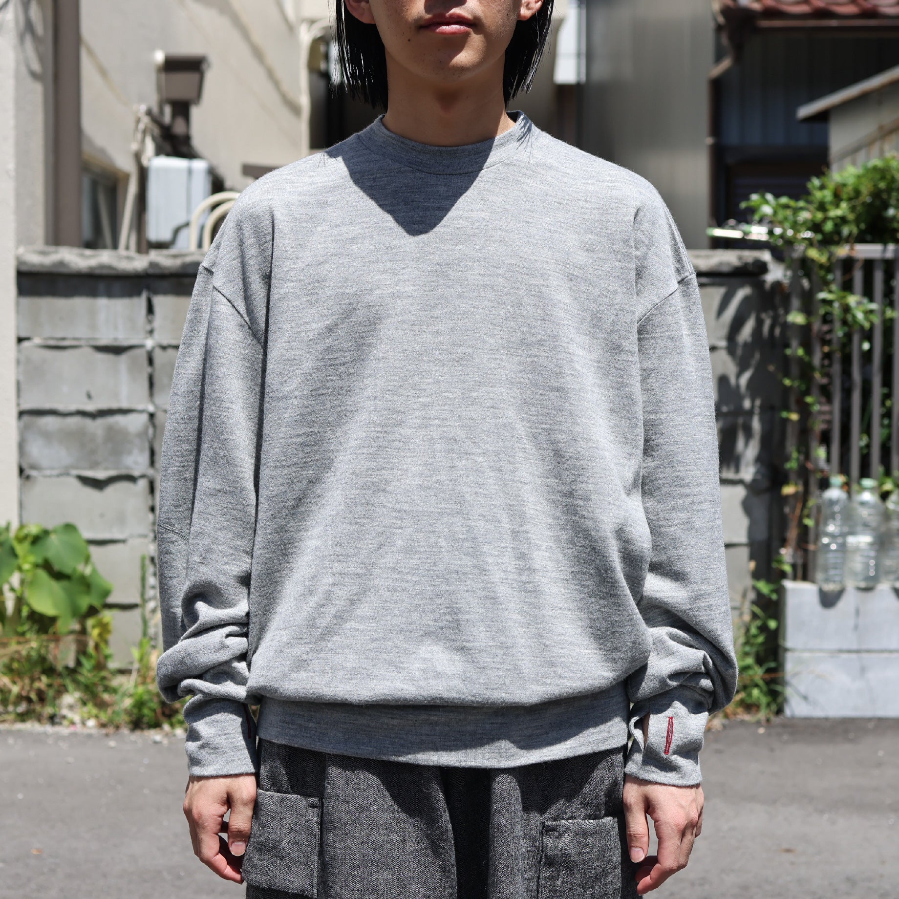 FINE WOOL LONG T(GREY)