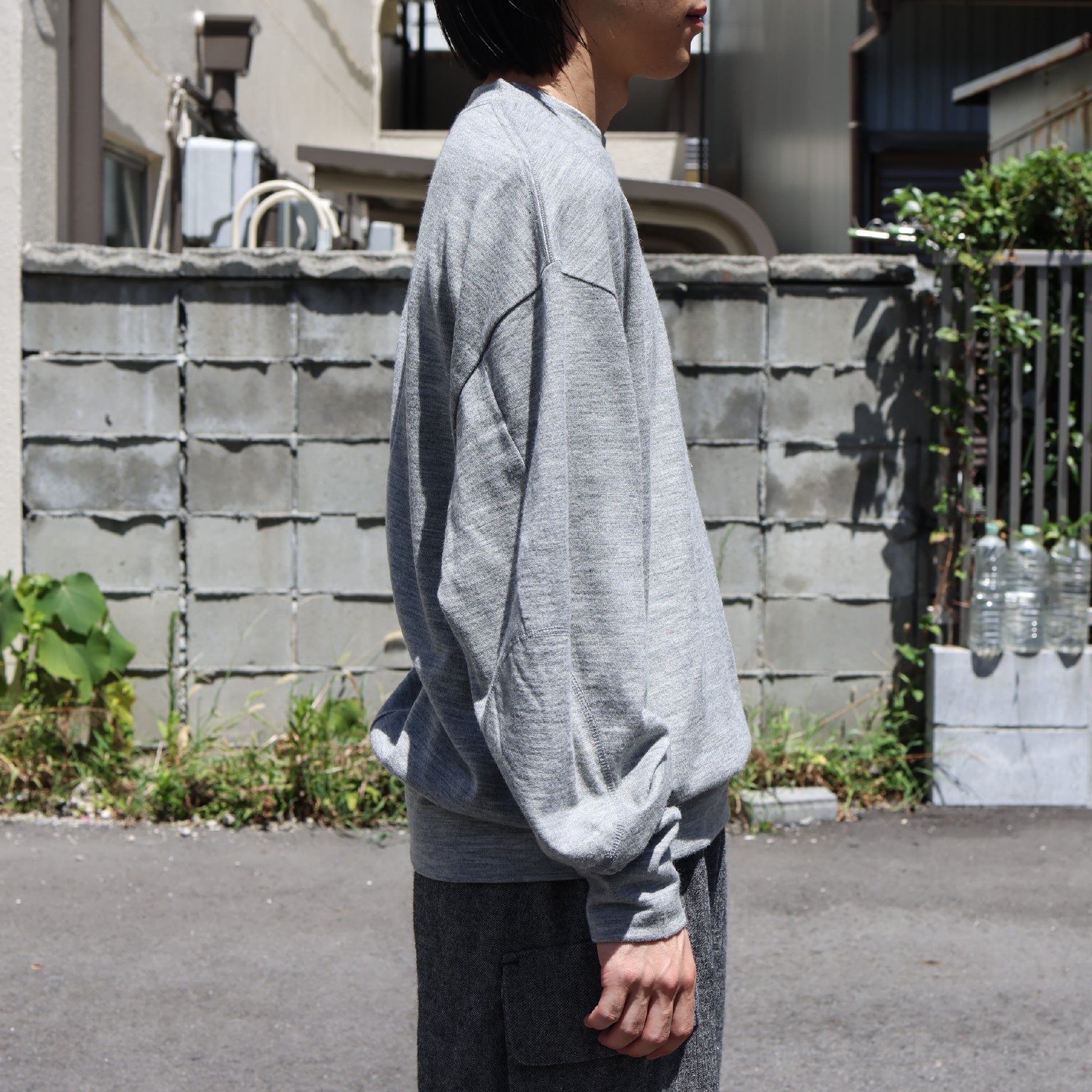FINE WOOL LONG T(GREY)