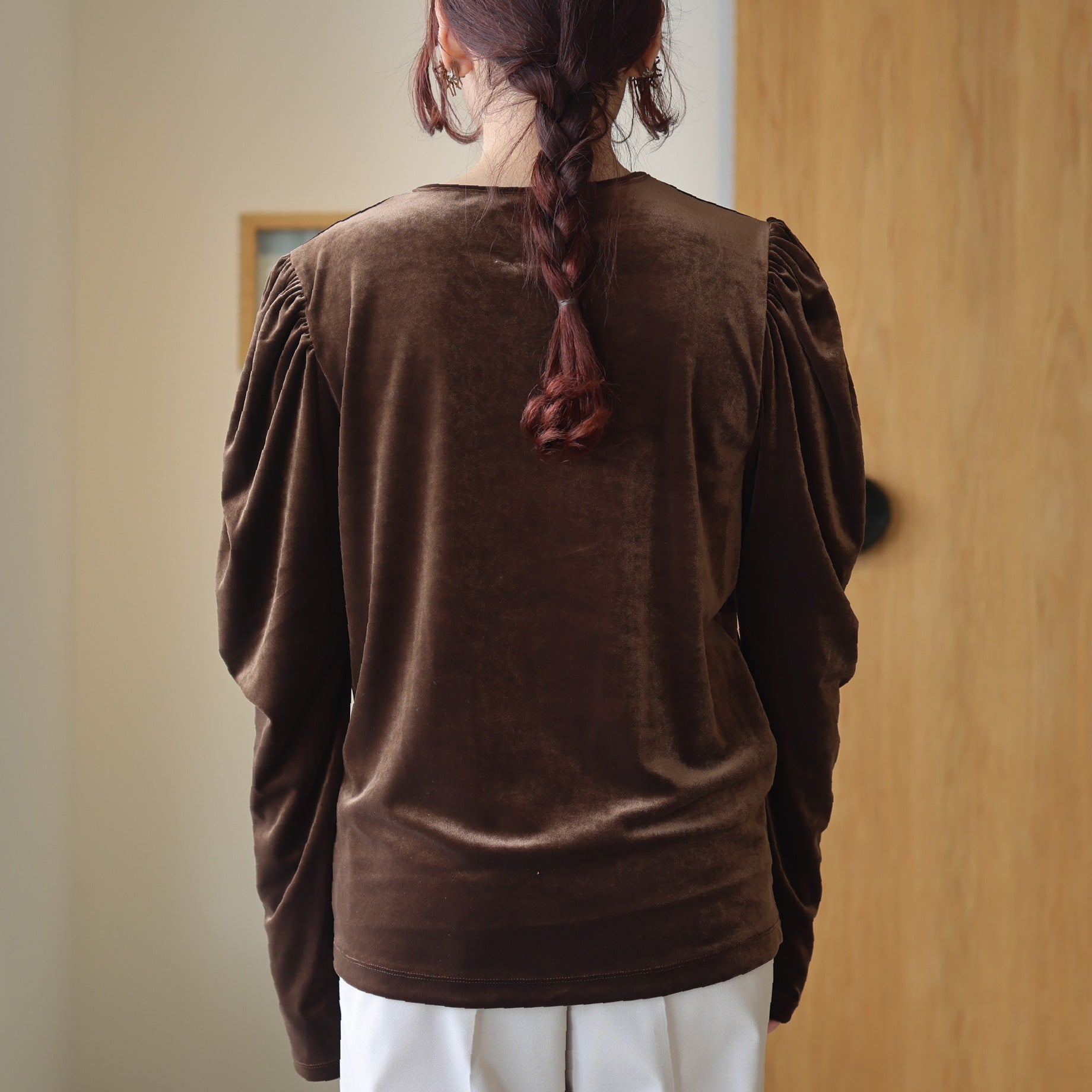 PUFF SLEEVE - VELOUR(BROWN)