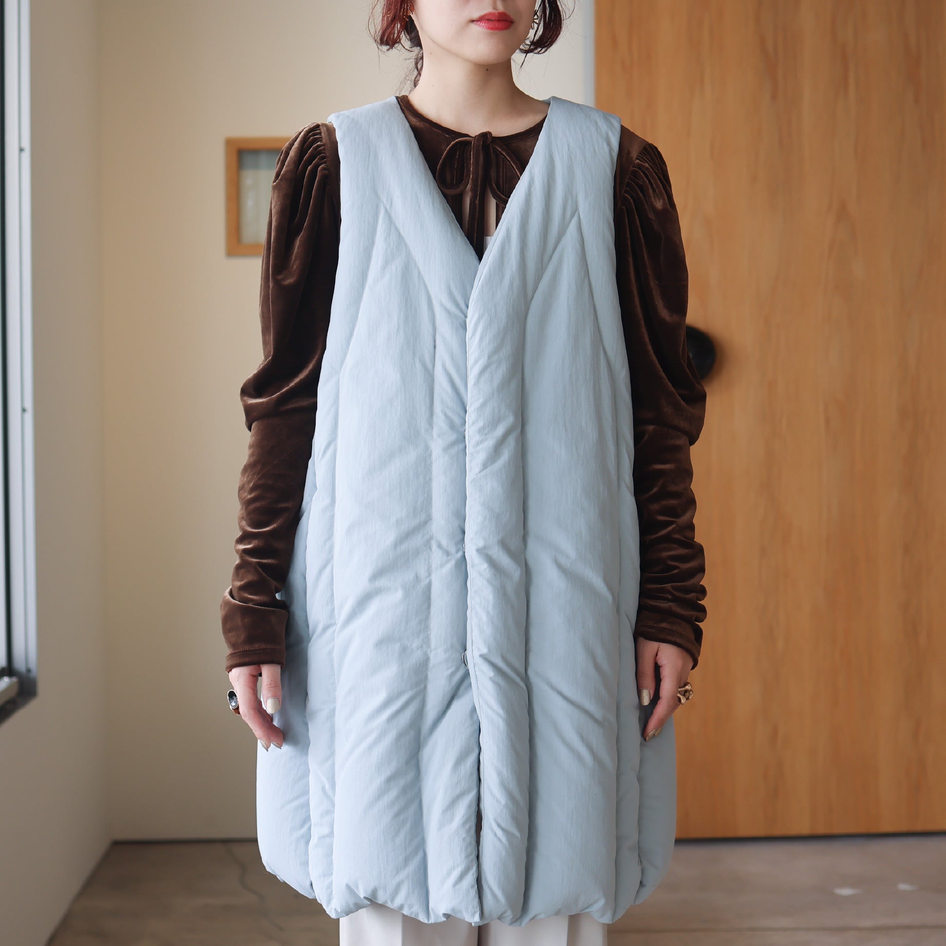 LONG DOWN VEST(LT.GREY)