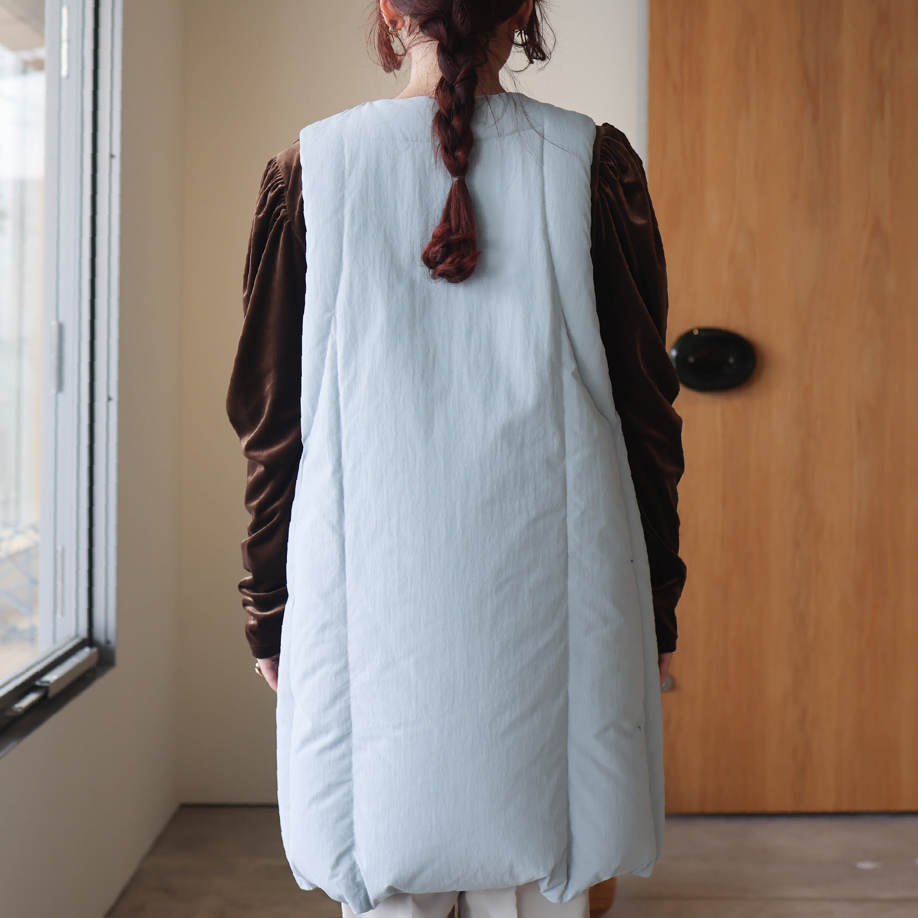 LONG DOWN VEST(LT.GREY)