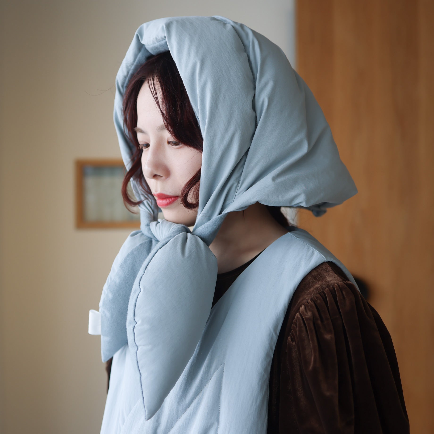 HOODY DOWN SCARF(LT.GREY)