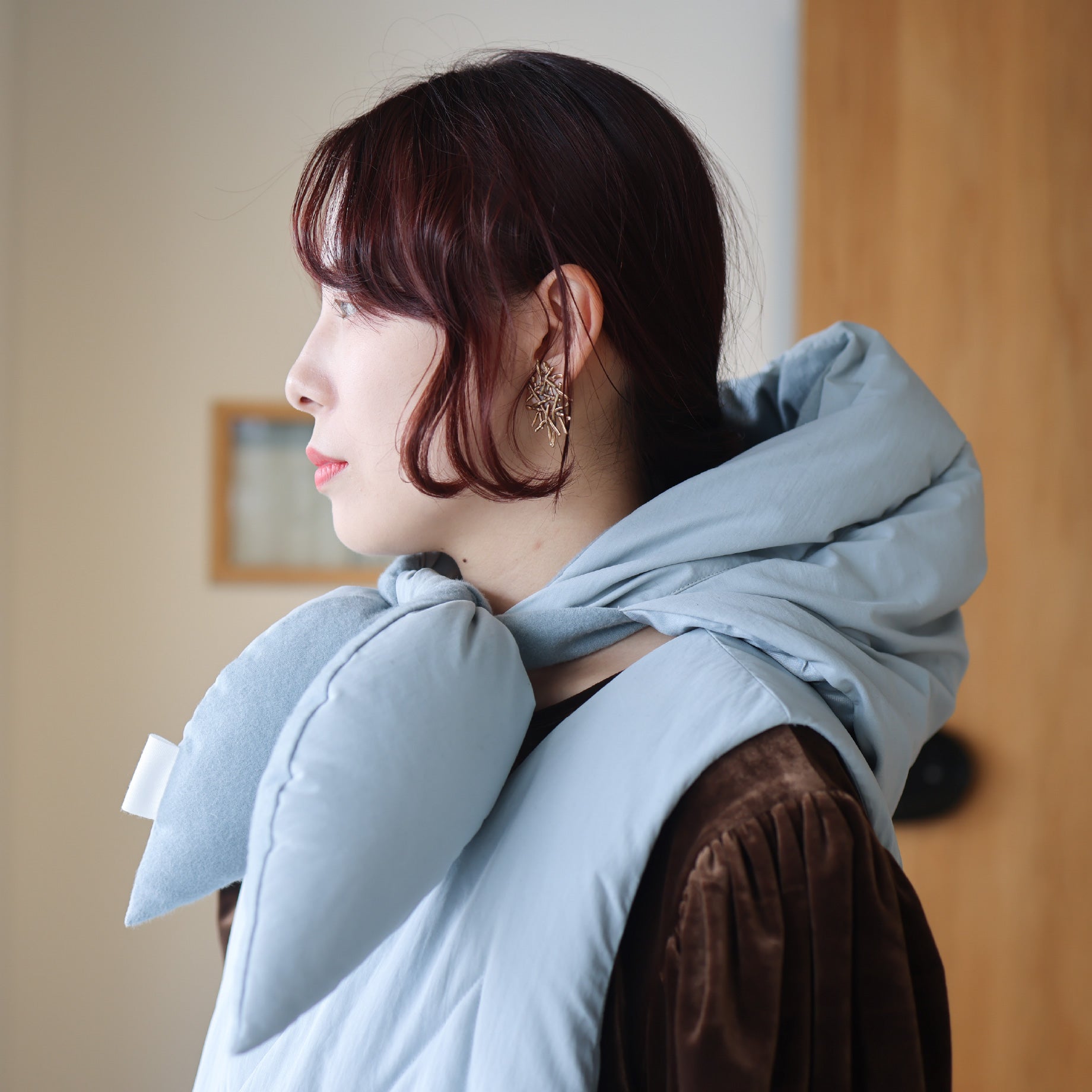 HOODY DOWN SCARF(LT.GREY)