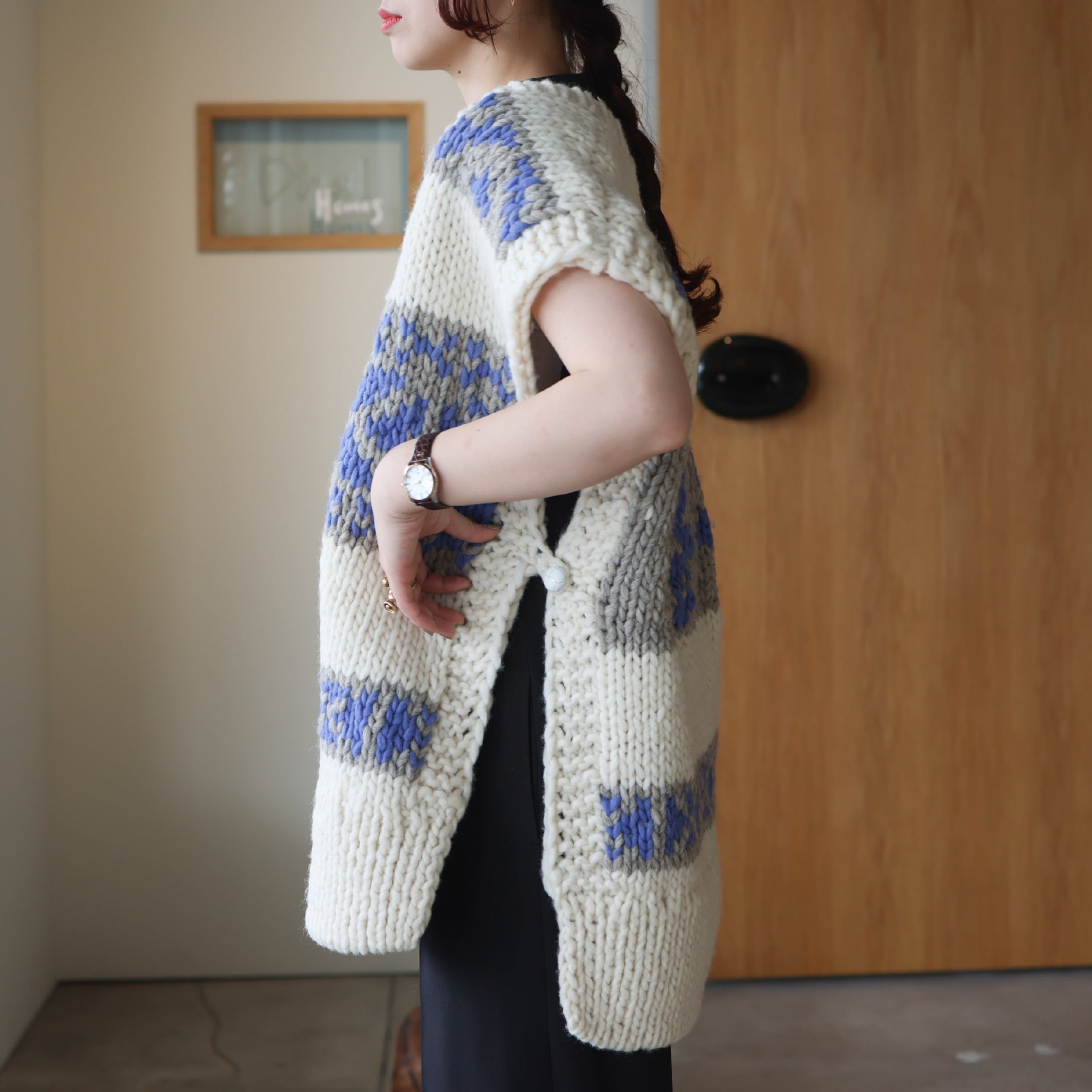 COWICHAN VEST - SWALLOW PATTERN(IVORY)