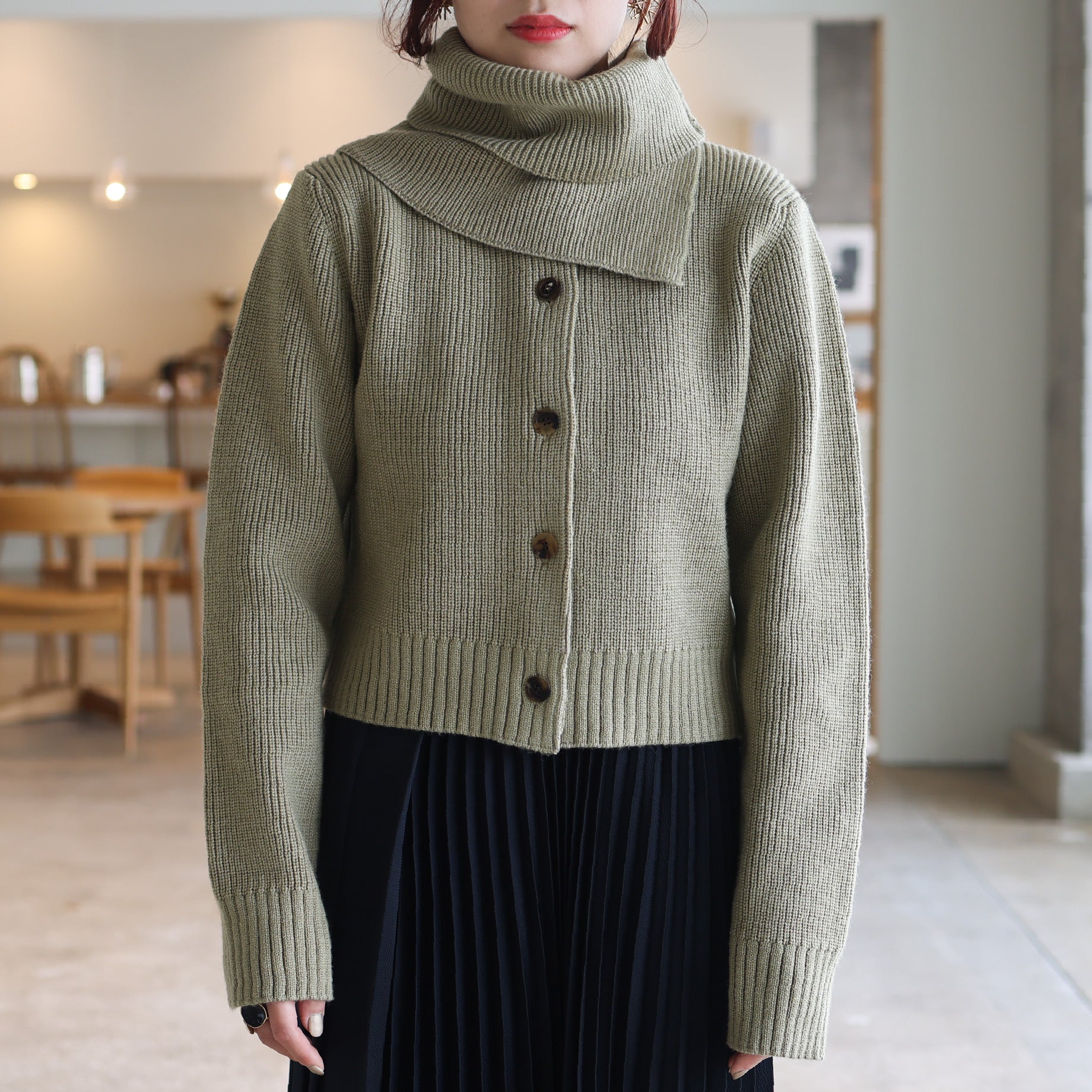 SHORT CARDIGAN(MOSS GREEN)