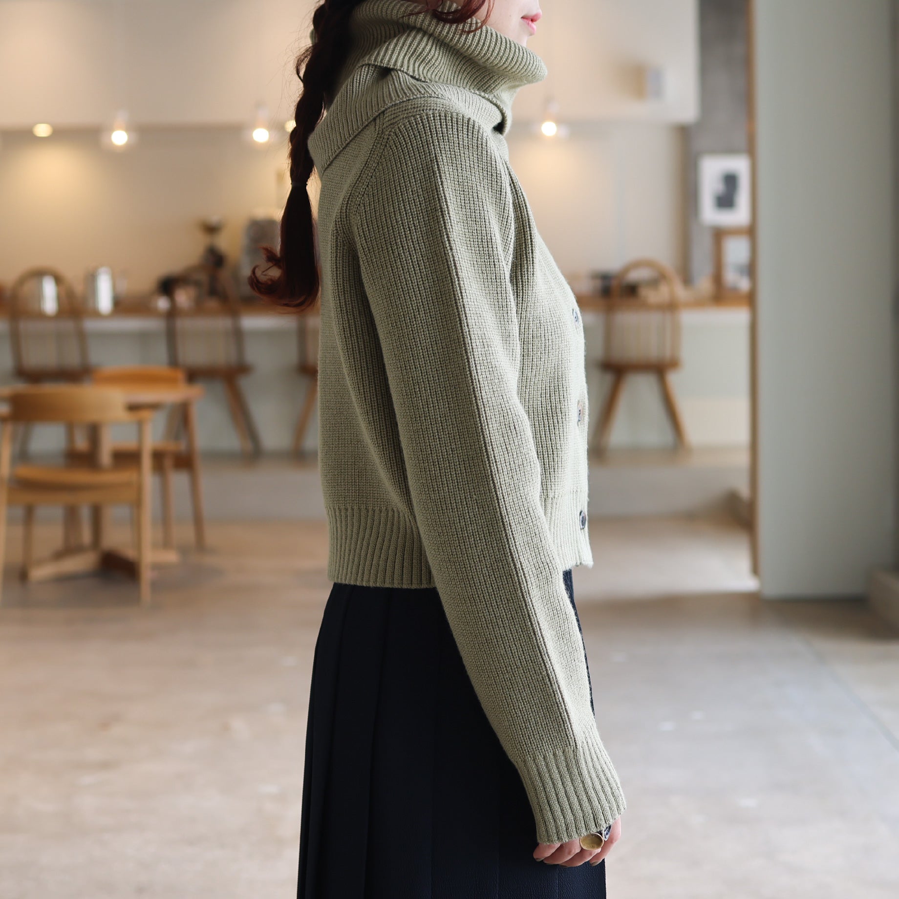 SHORT CARDIGAN(MOSS GREEN)