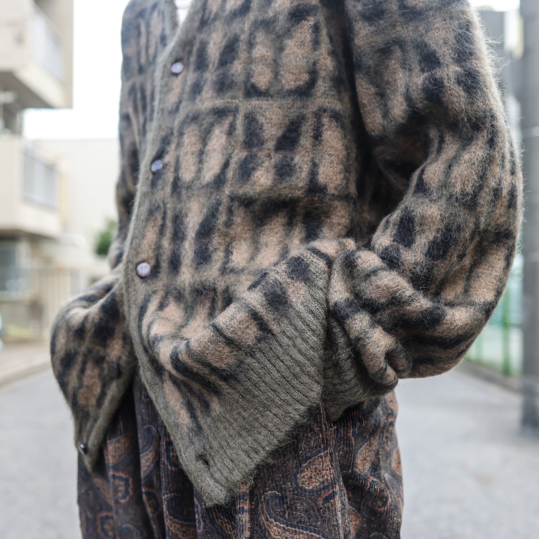MOHAIR CARDIGAN - PAPILLON(OLIVE)