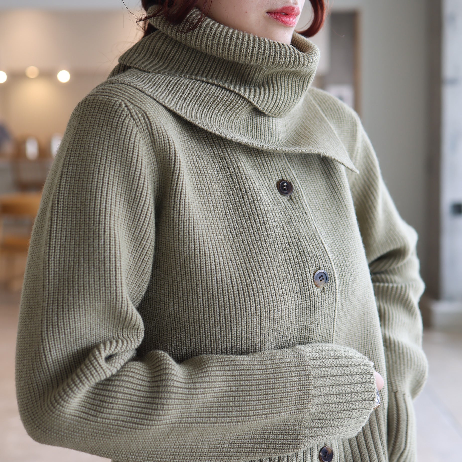 SHORT CARDIGAN(MOSS GREEN)