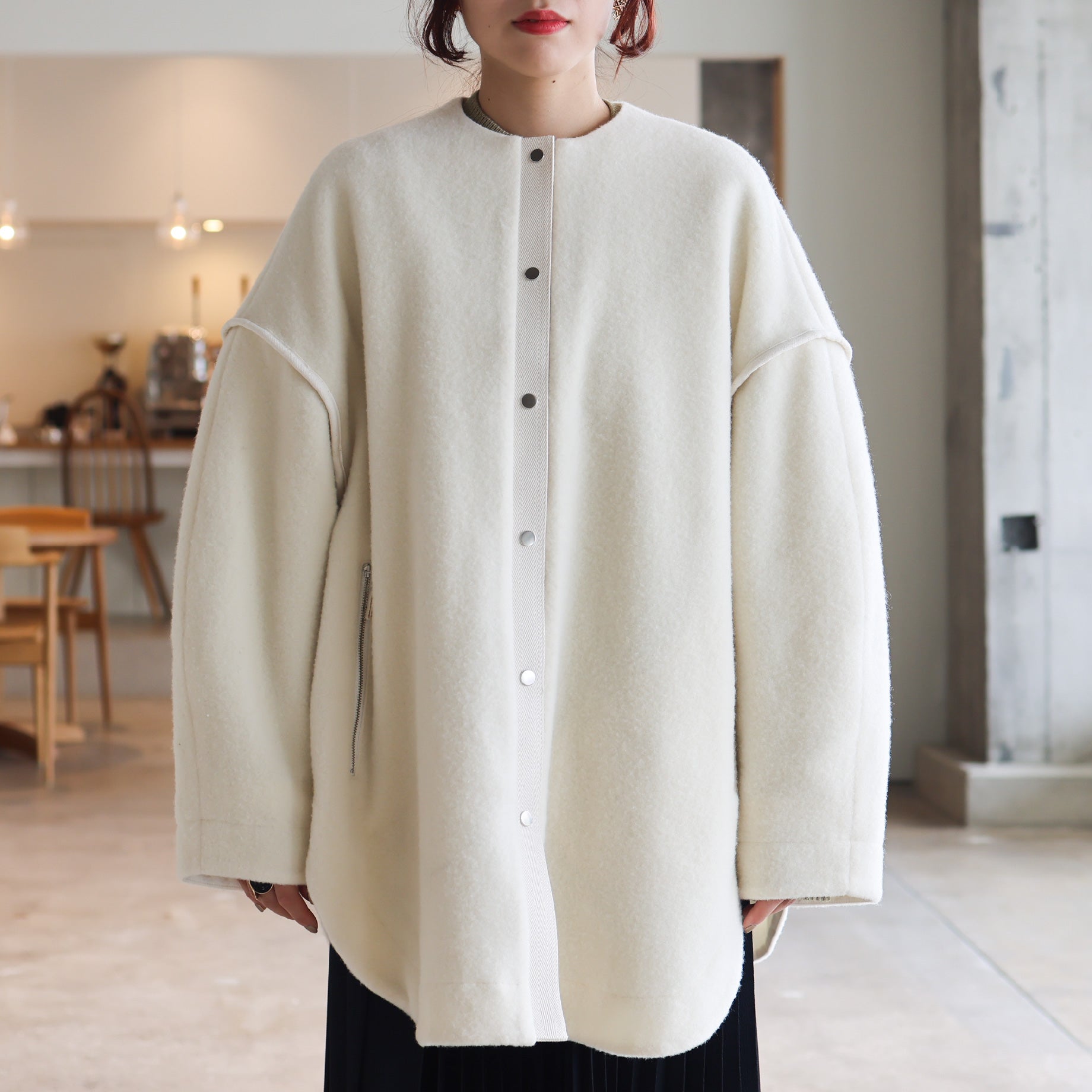 BRUSHED SWEAT JACKET(OFF WHITE)