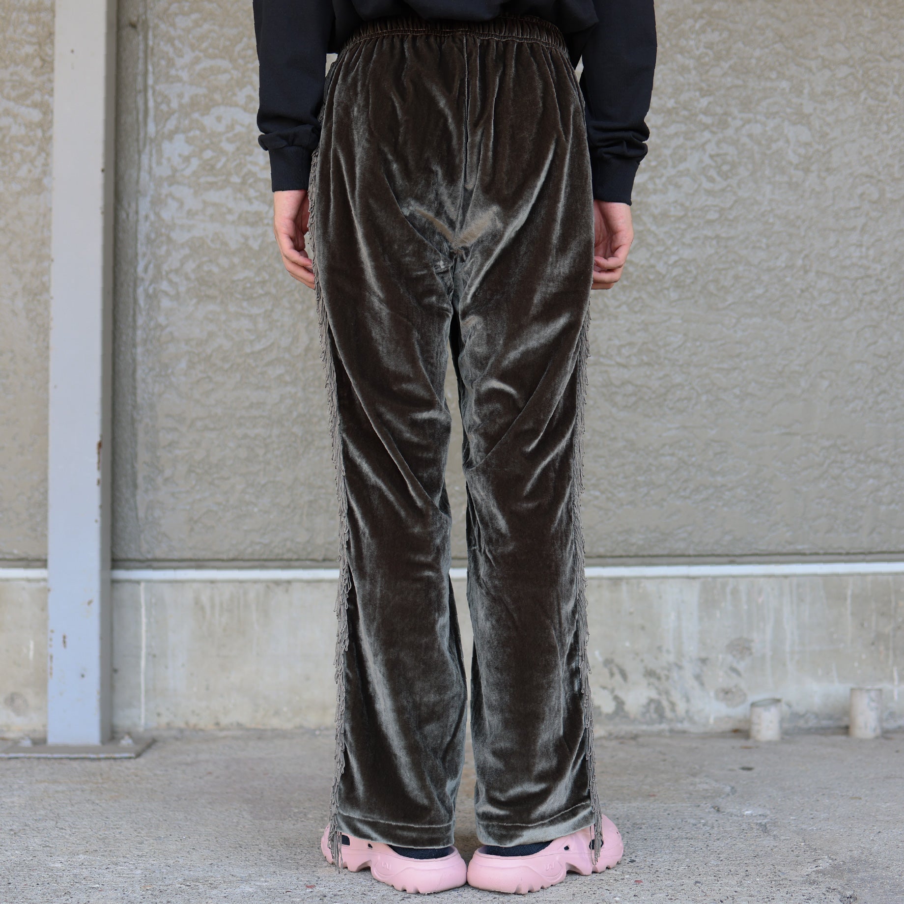FRINGE STRING EASY PANT - TA/PE VELOUR(CHARCOAL)