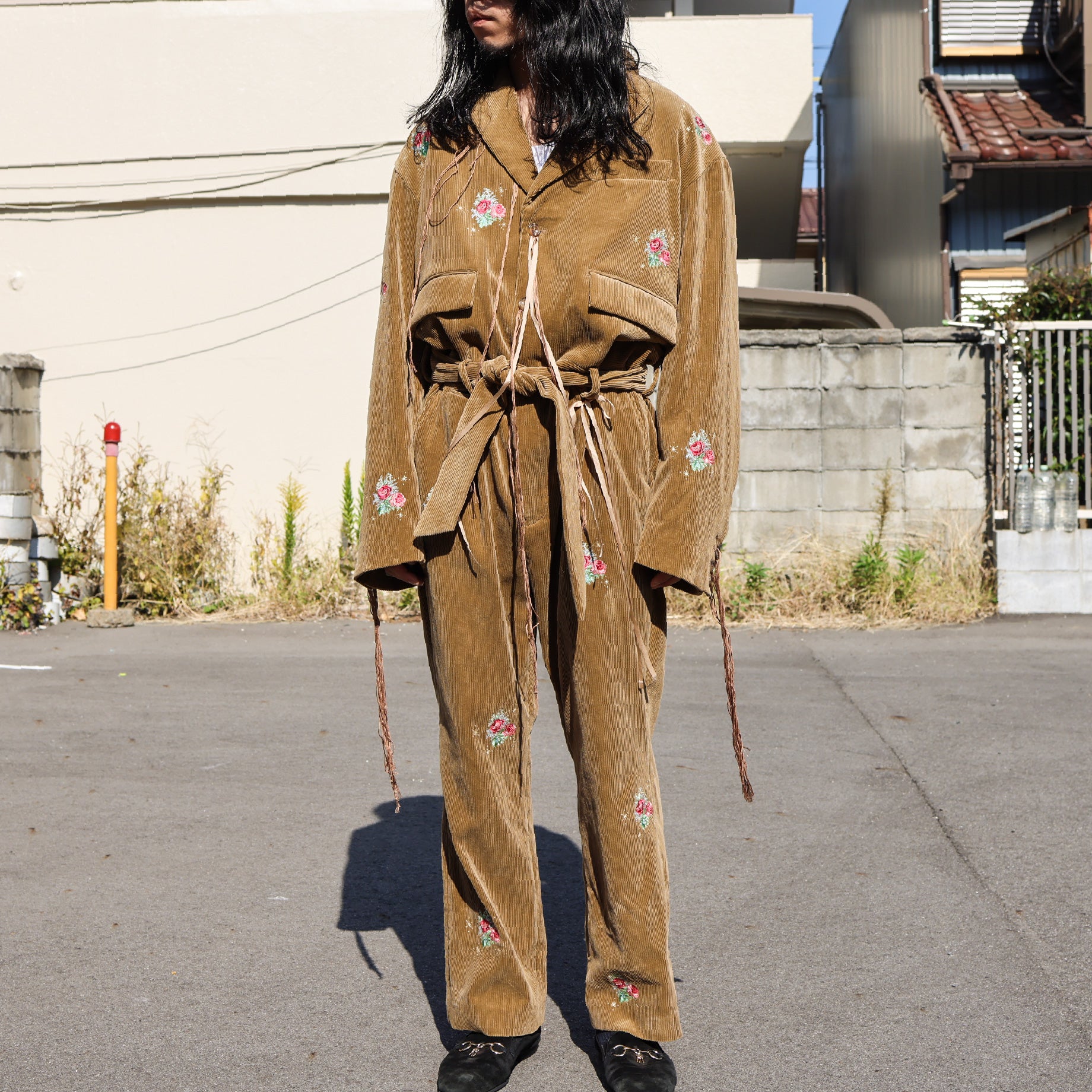 CORDUROY JUMPSUIT(CAMEL EMBROIDERY)