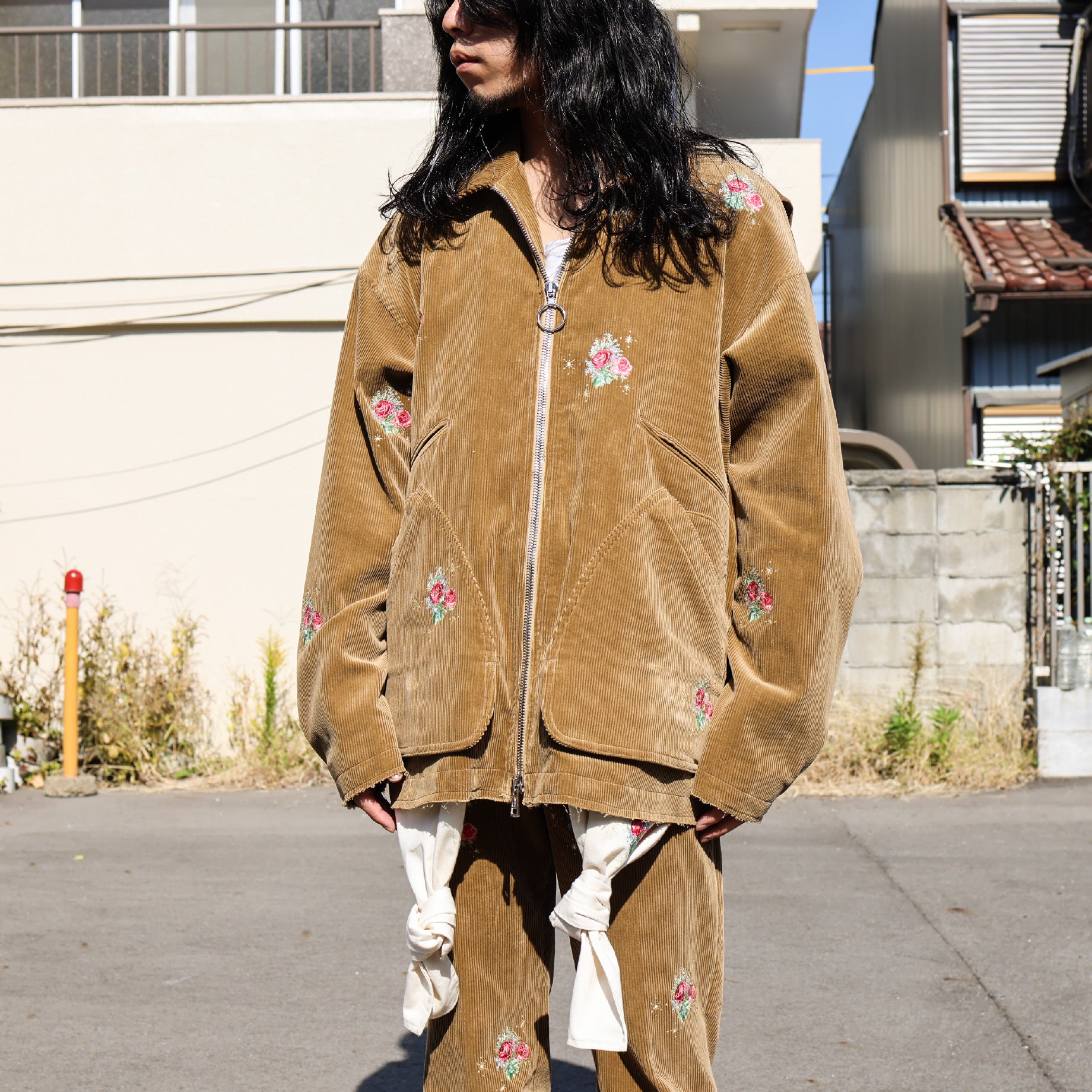 HUNTING CORDUROY BLOUSON(CAMEL EMBROIDERY)
