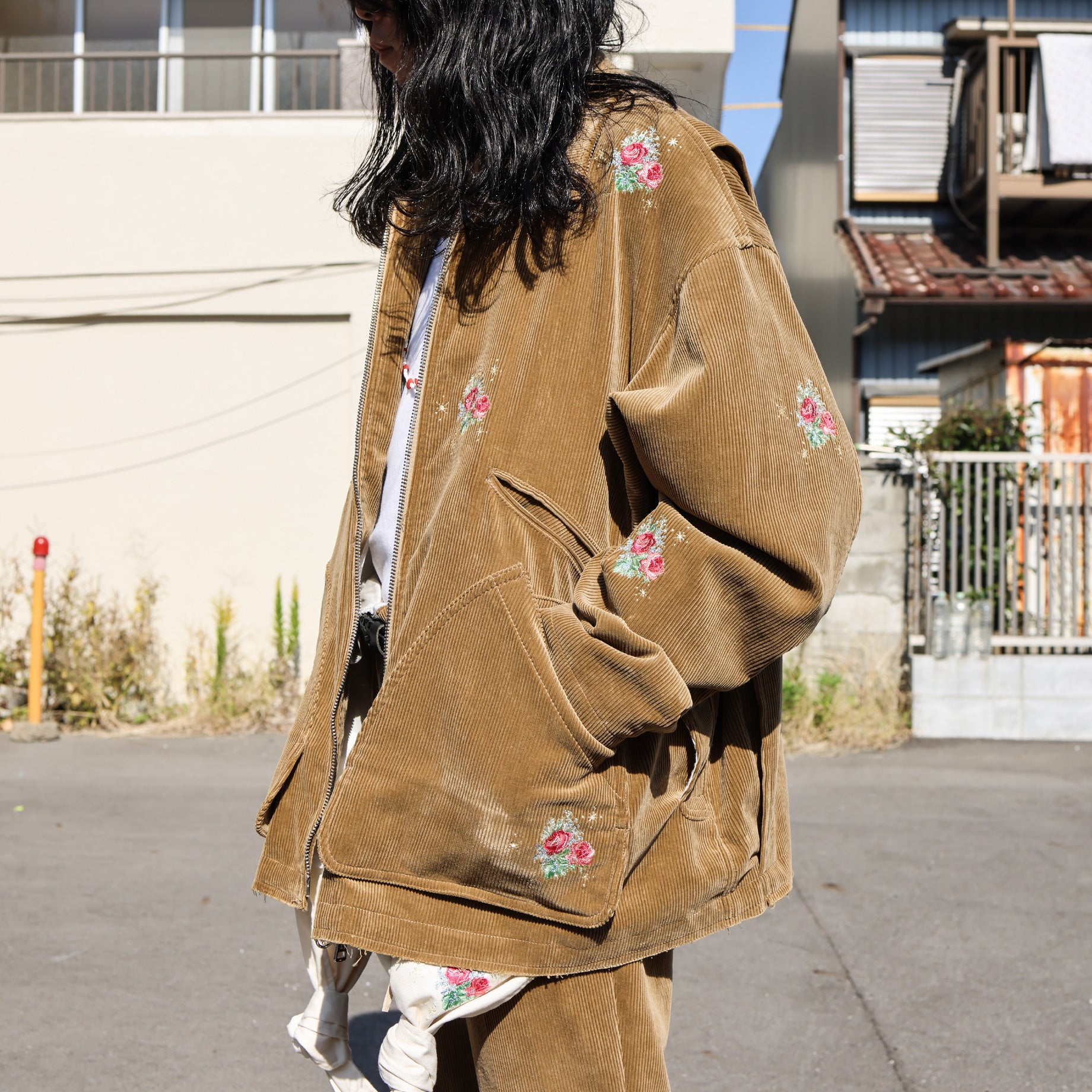 HUNTING CORDUROY BLOUSON(CAMEL EMBROIDERY)