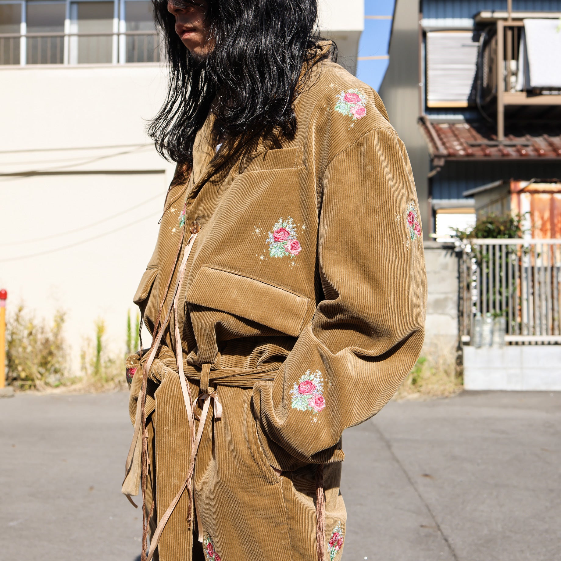 CORDUROY JUMPSUIT(CAMEL EMBROIDERY)