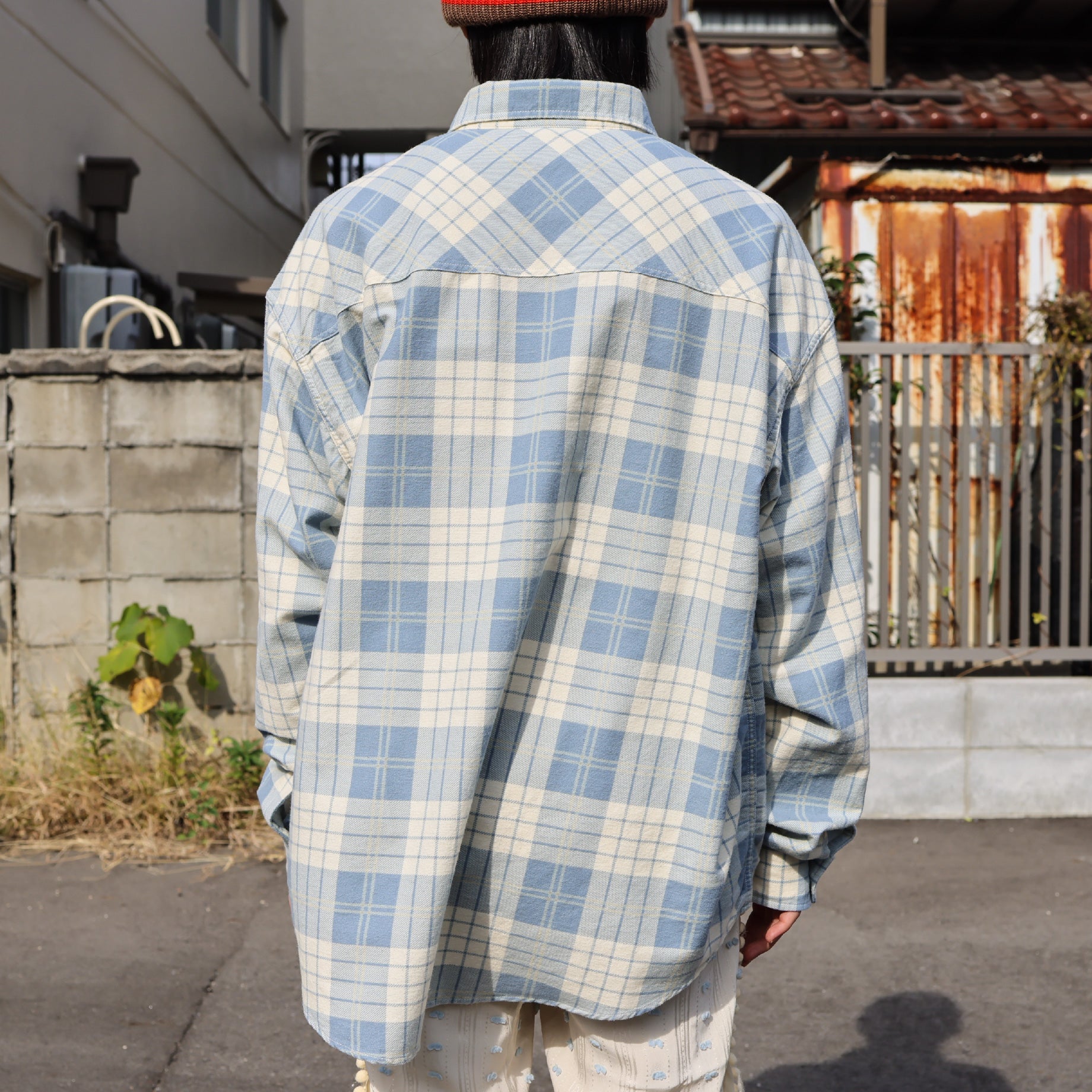 CHECK SHIRT (IVORY × LIGHT BLUE)