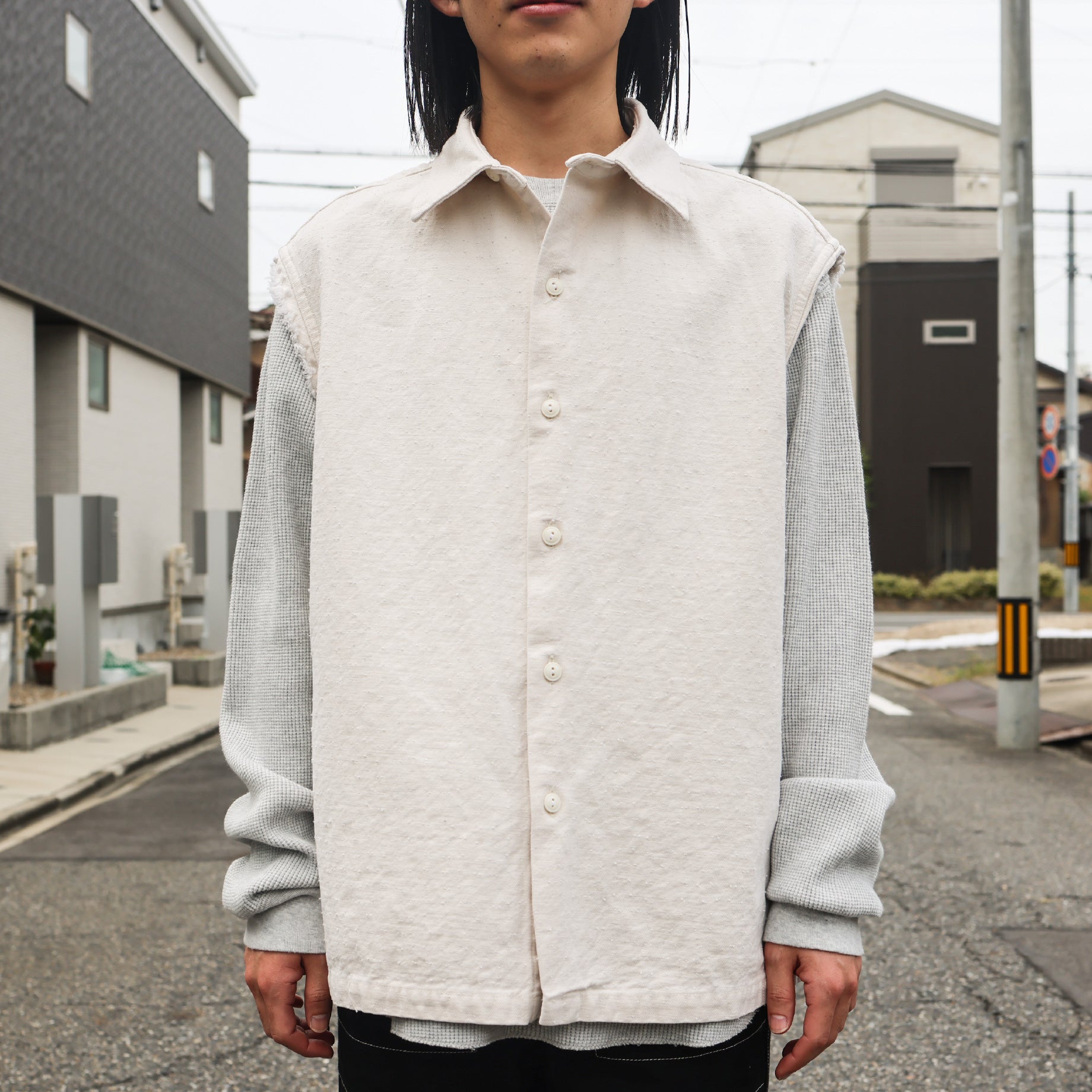 12OZ SLEEVELESS DENIM SHIRT (NATURAL)