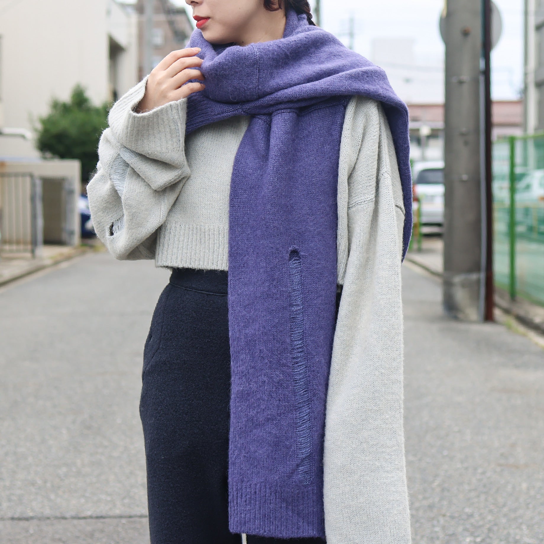 KNIT MUFFLER(L.PURPLE)