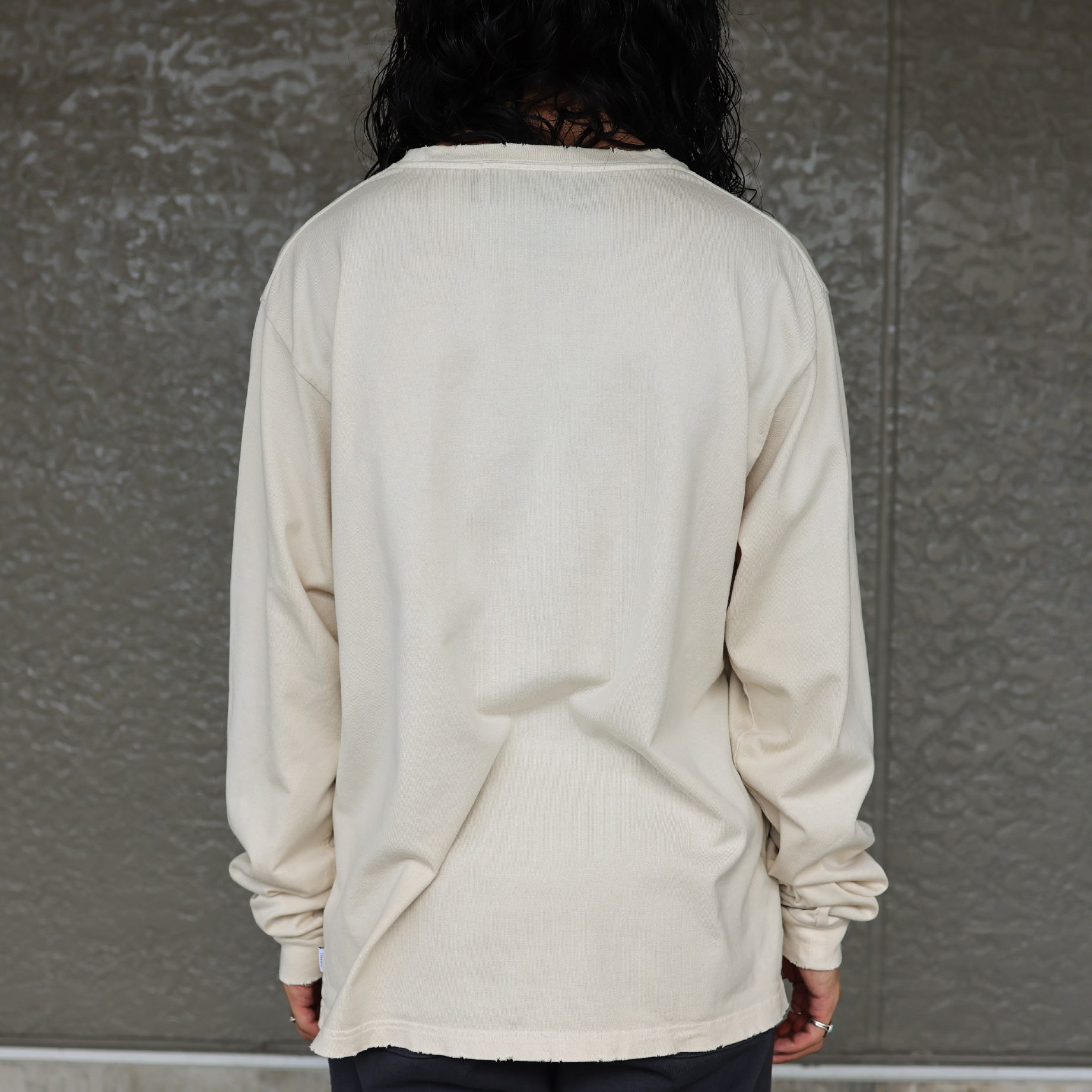 COLLEGE PRINT LONG SLEEVE T-SHIRT(AGED IVORY)