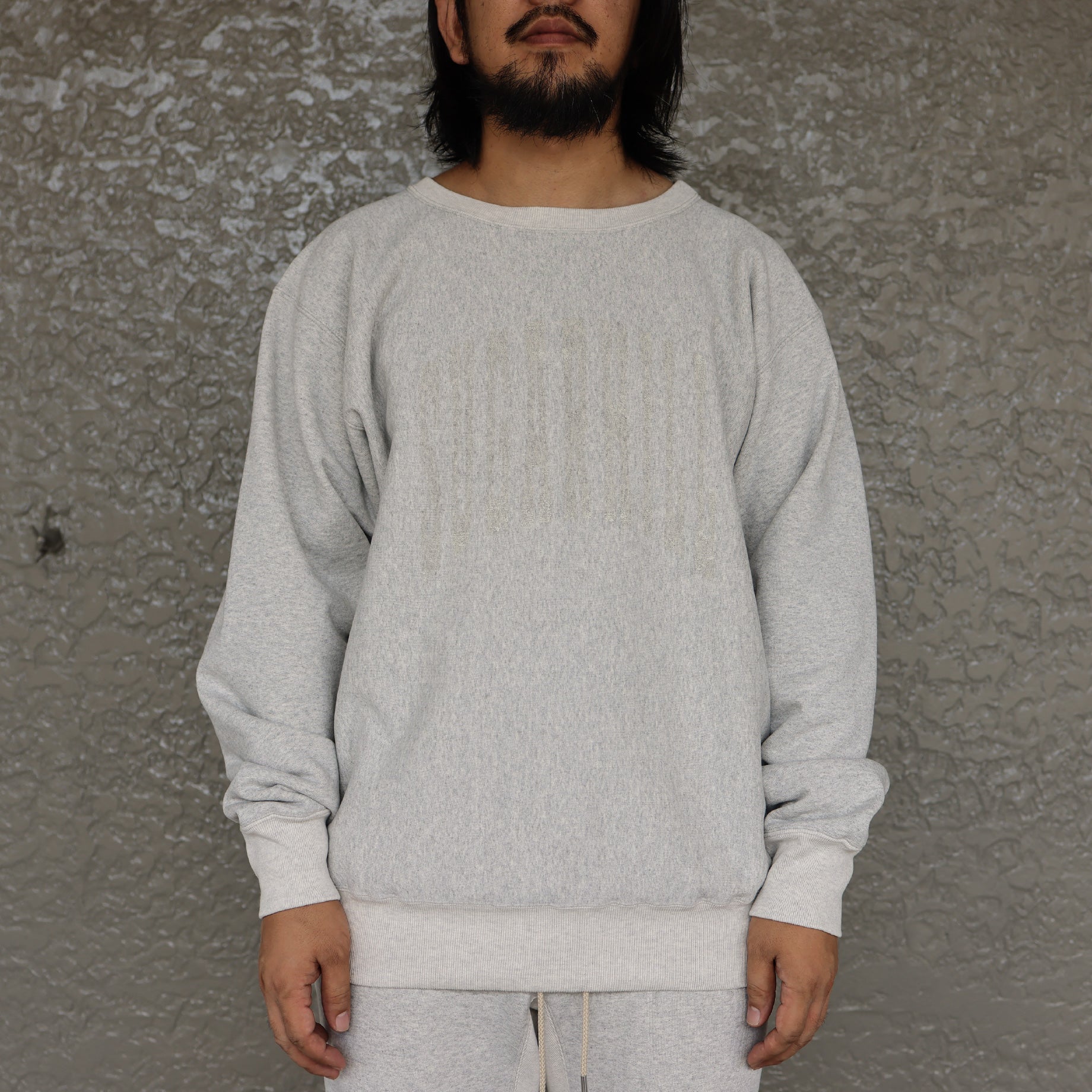 COLLEGE PRINT SWEAT SHIRT(AGED GRAY)