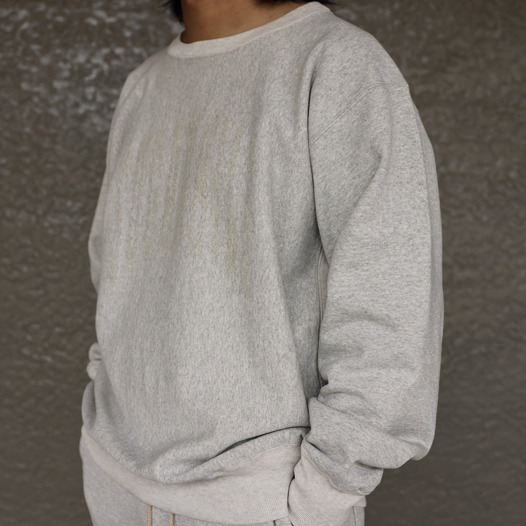 COLLEGE PRINT SWEAT SHIRT(AGED GRAY)