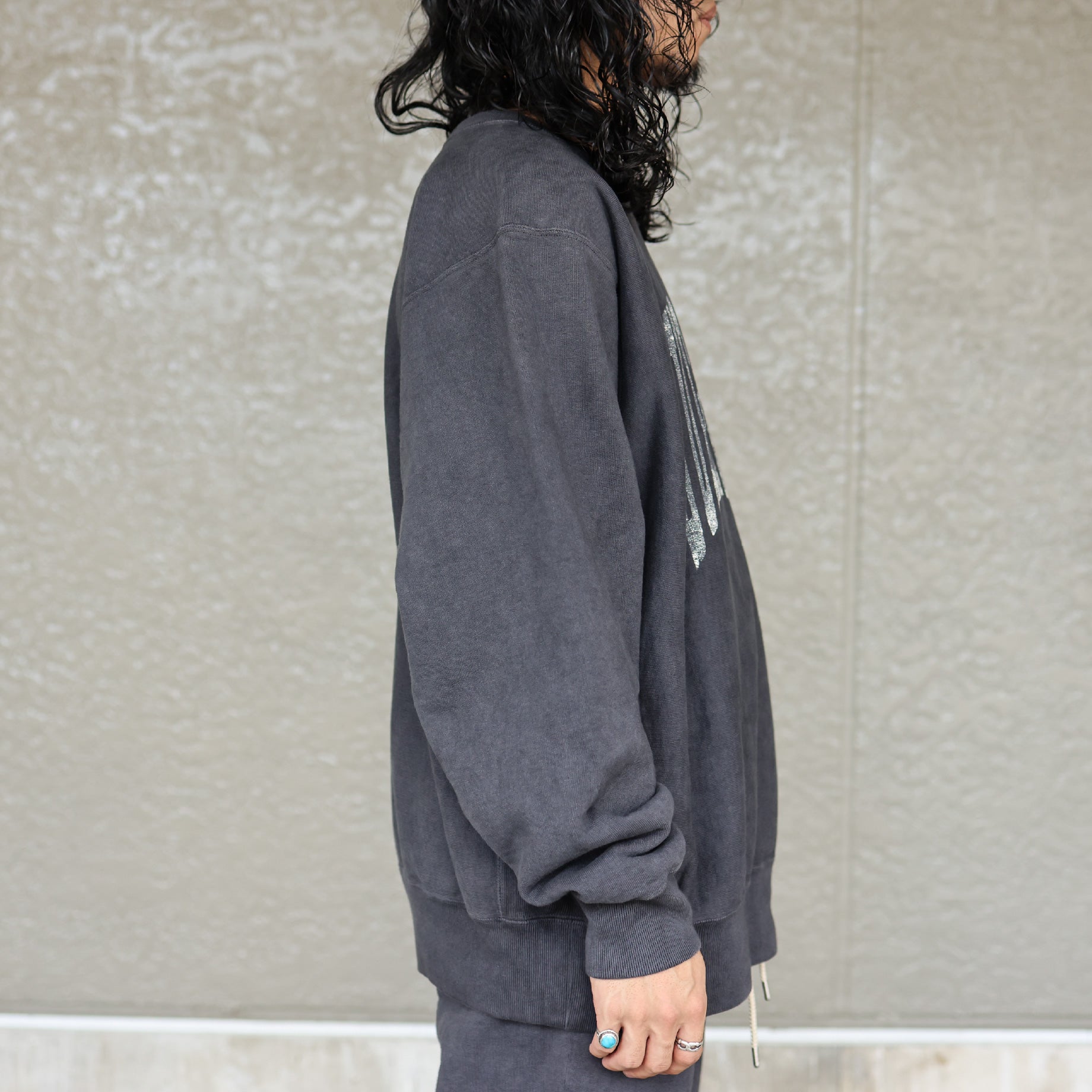 COLLEGE PRINT SWEAT SHIRT(AGED BLACK)