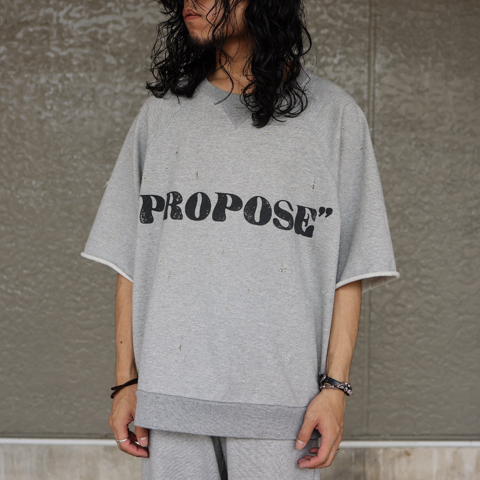 MESSAGE HALF SLEVE SWEAT(GRAY)