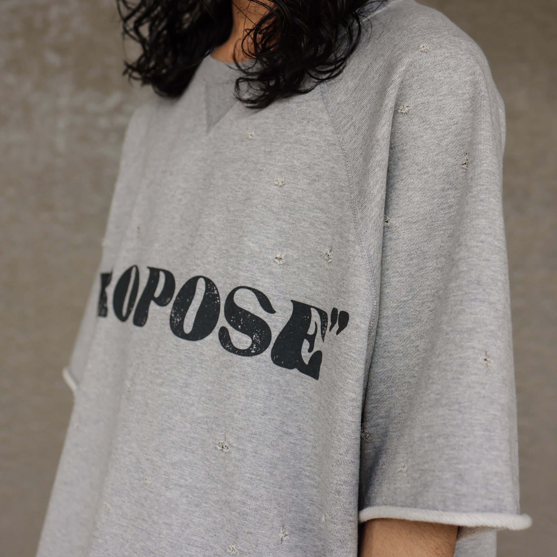 MESSAGE HALF SLEVE SWEAT(GRAY)