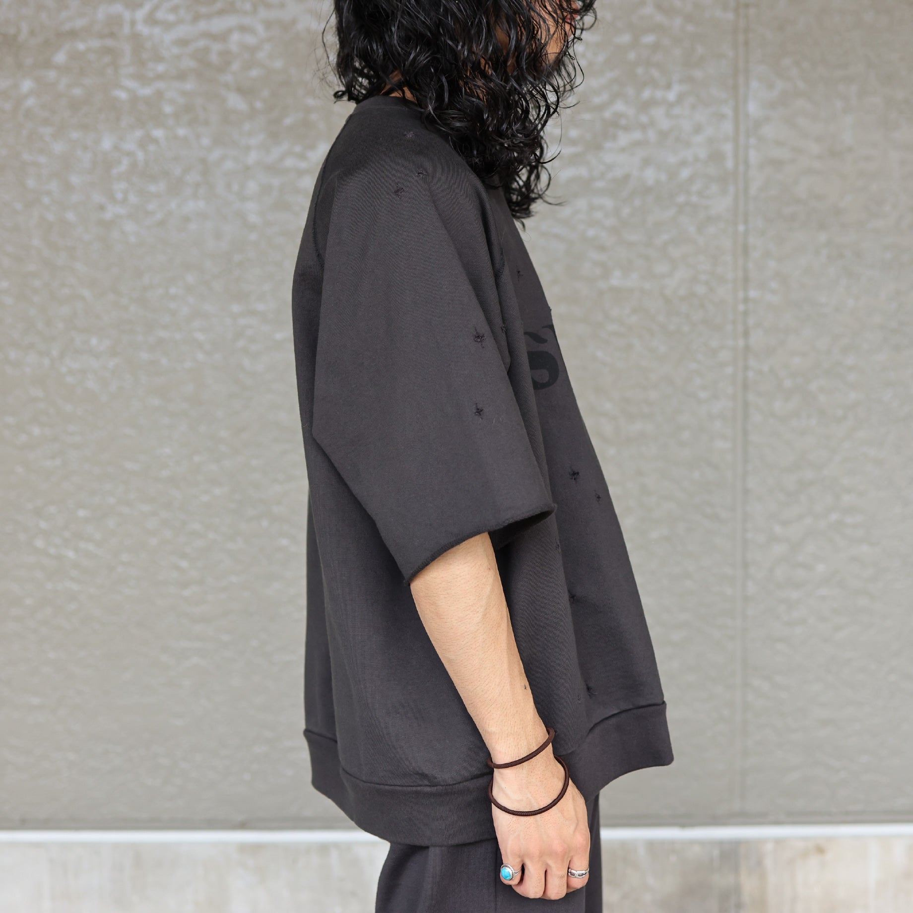 MESSAGE HALF SLEEVE SWEAT(BLACK)