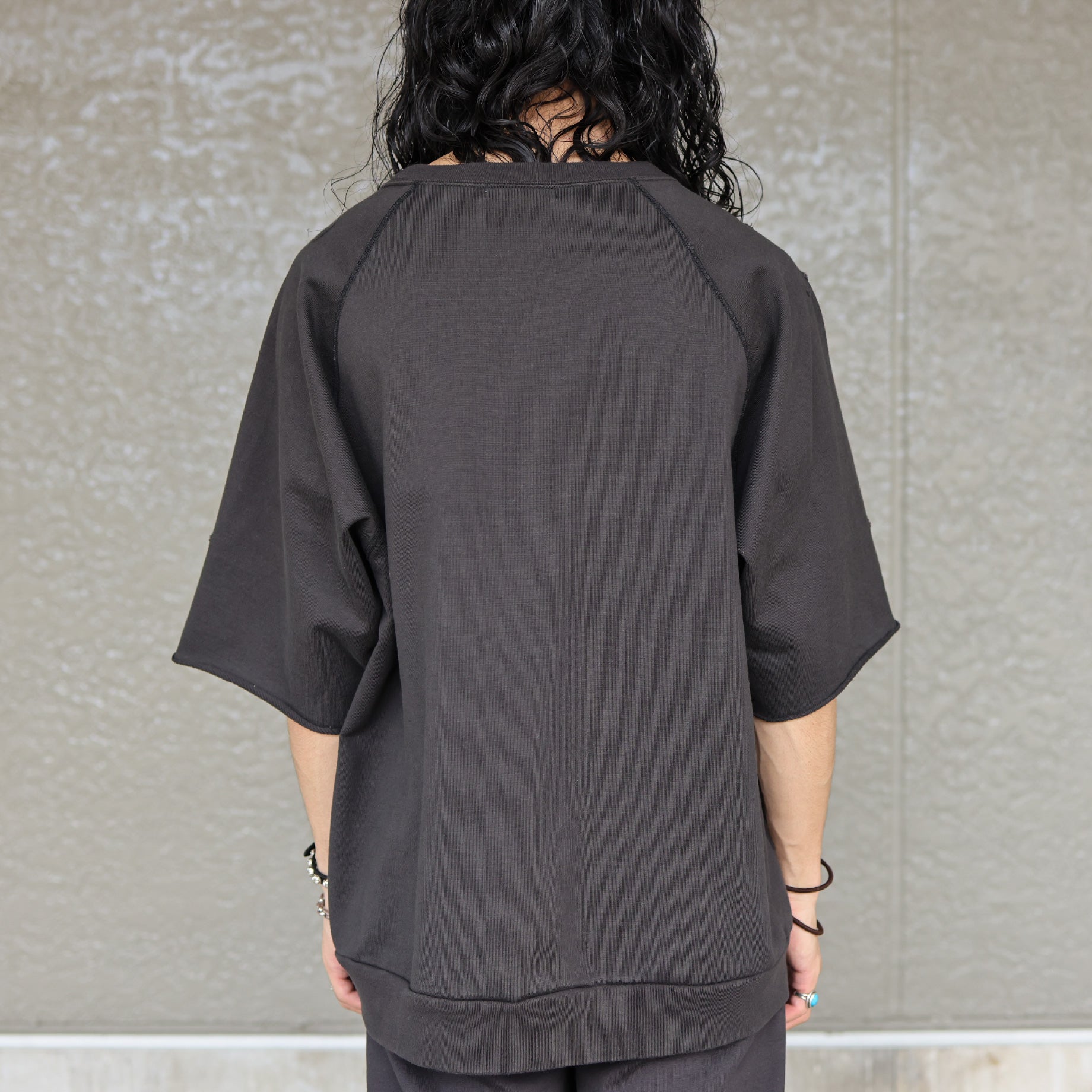 MESSAGE HALF SLEEVE SWEAT(BLACK)