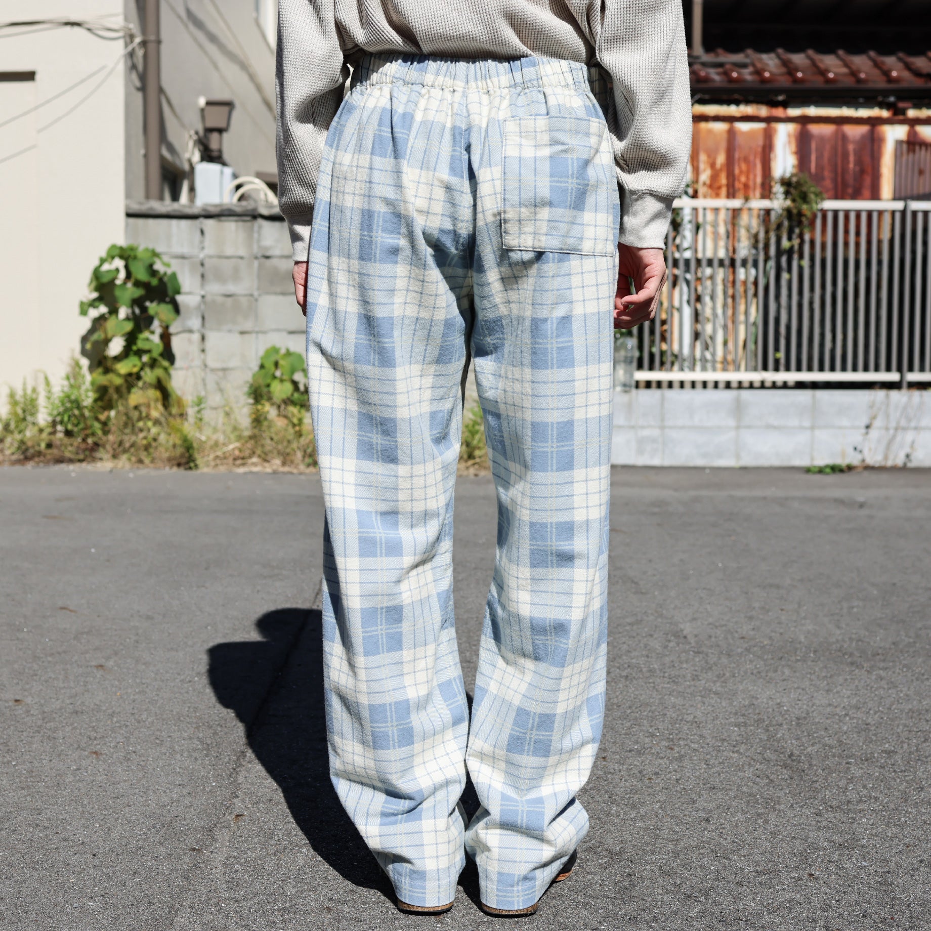 CHECK PANTS (IVORY × LIGHT BLUE)