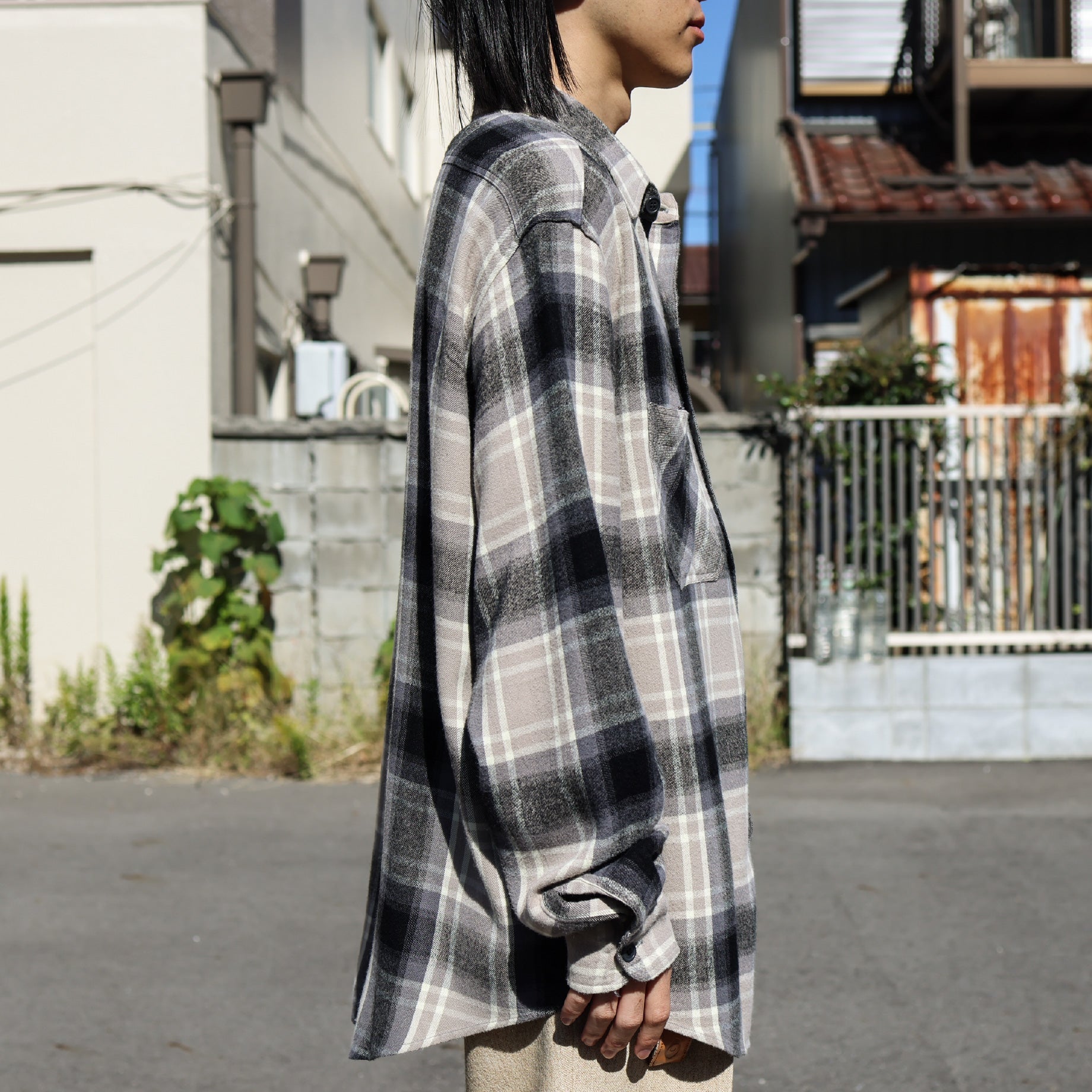 CHECK SHIRT (BEIGE × BLACK)